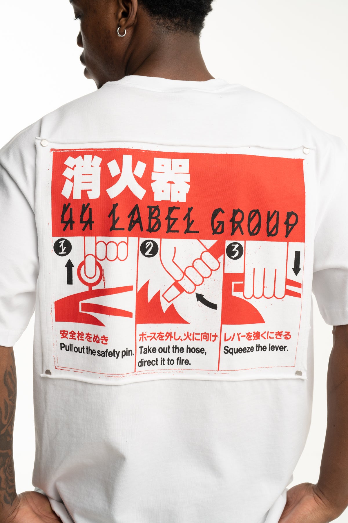 44 Label Group Men's Jersey Tee Optical White/High Risk Red | FA706-P763