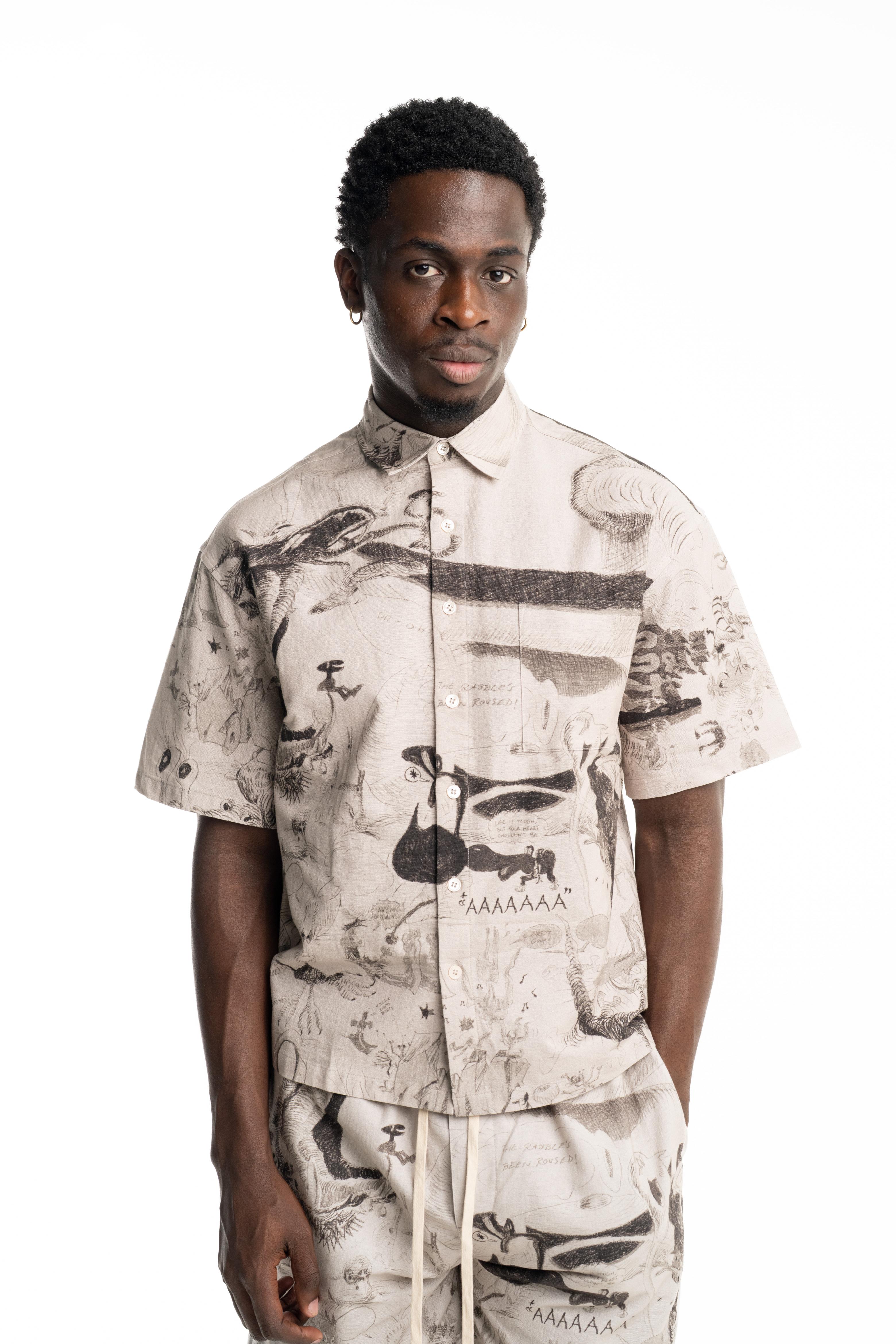 Dom Rebel Men's Megalo Short Sleeve Shirt | Beige