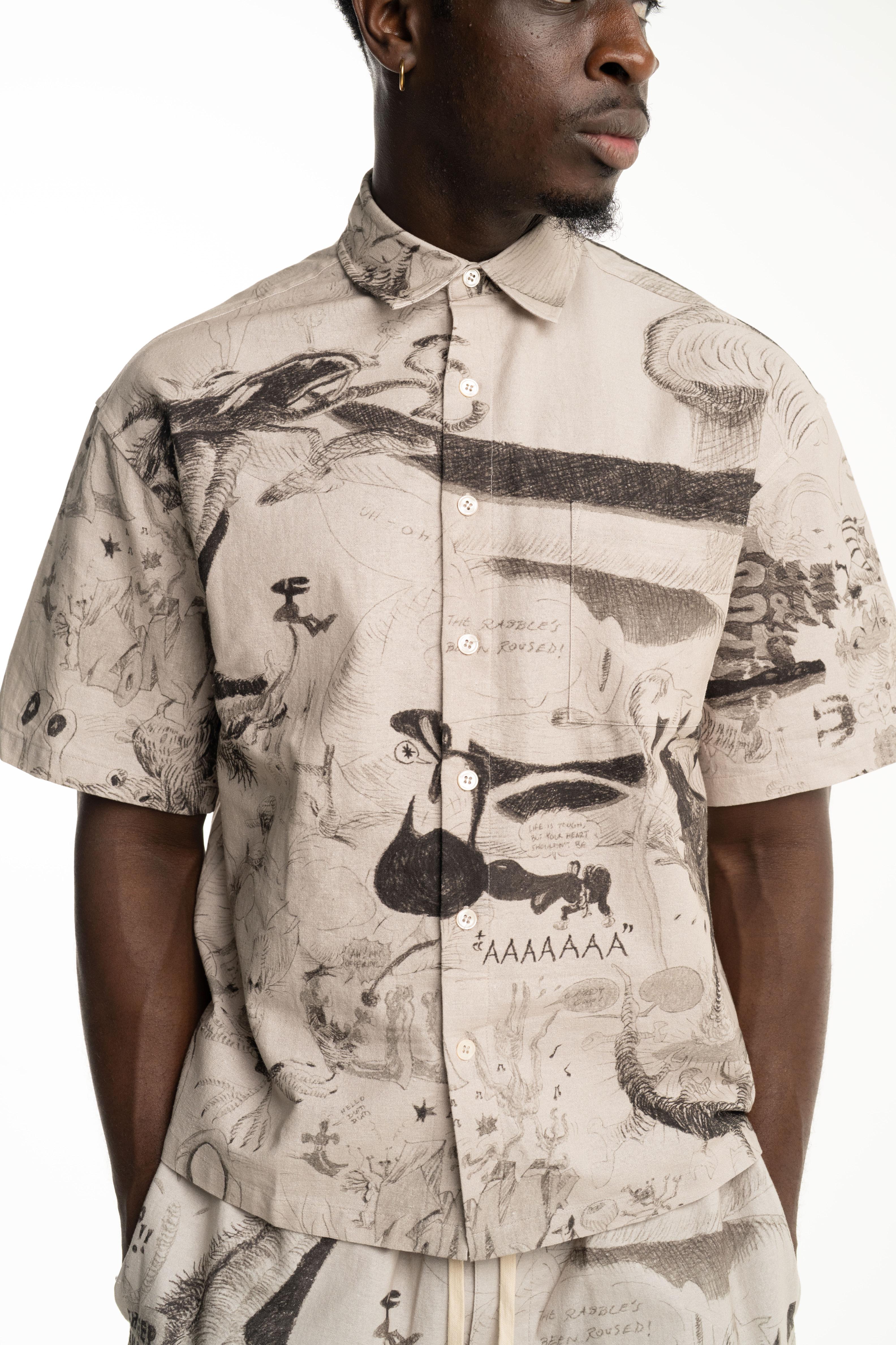 Dom Rebel Men's Megalo Short Sleeve Shirt | Beige