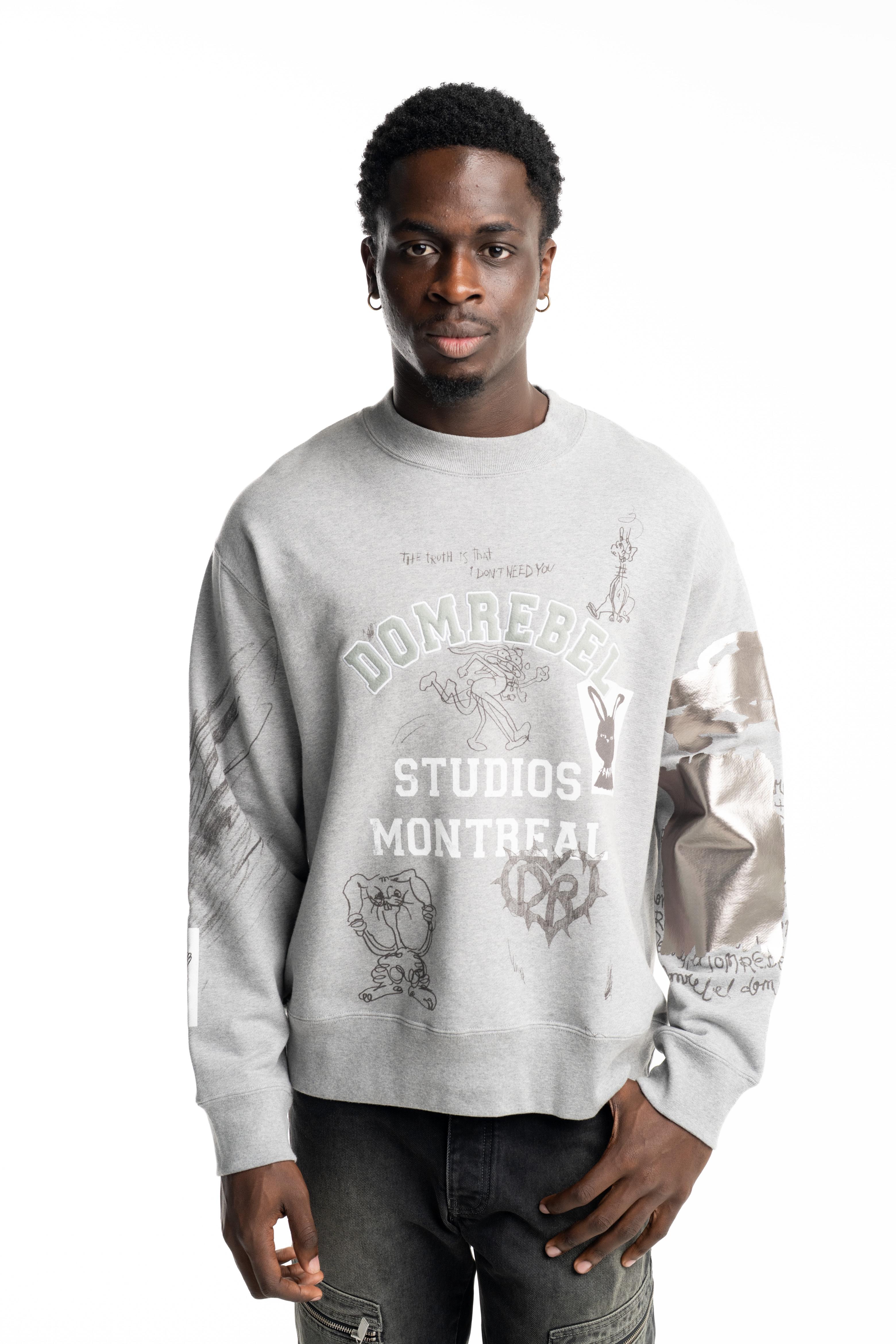 Dom Rebel Men's College Sweatshirt | Heather Grey