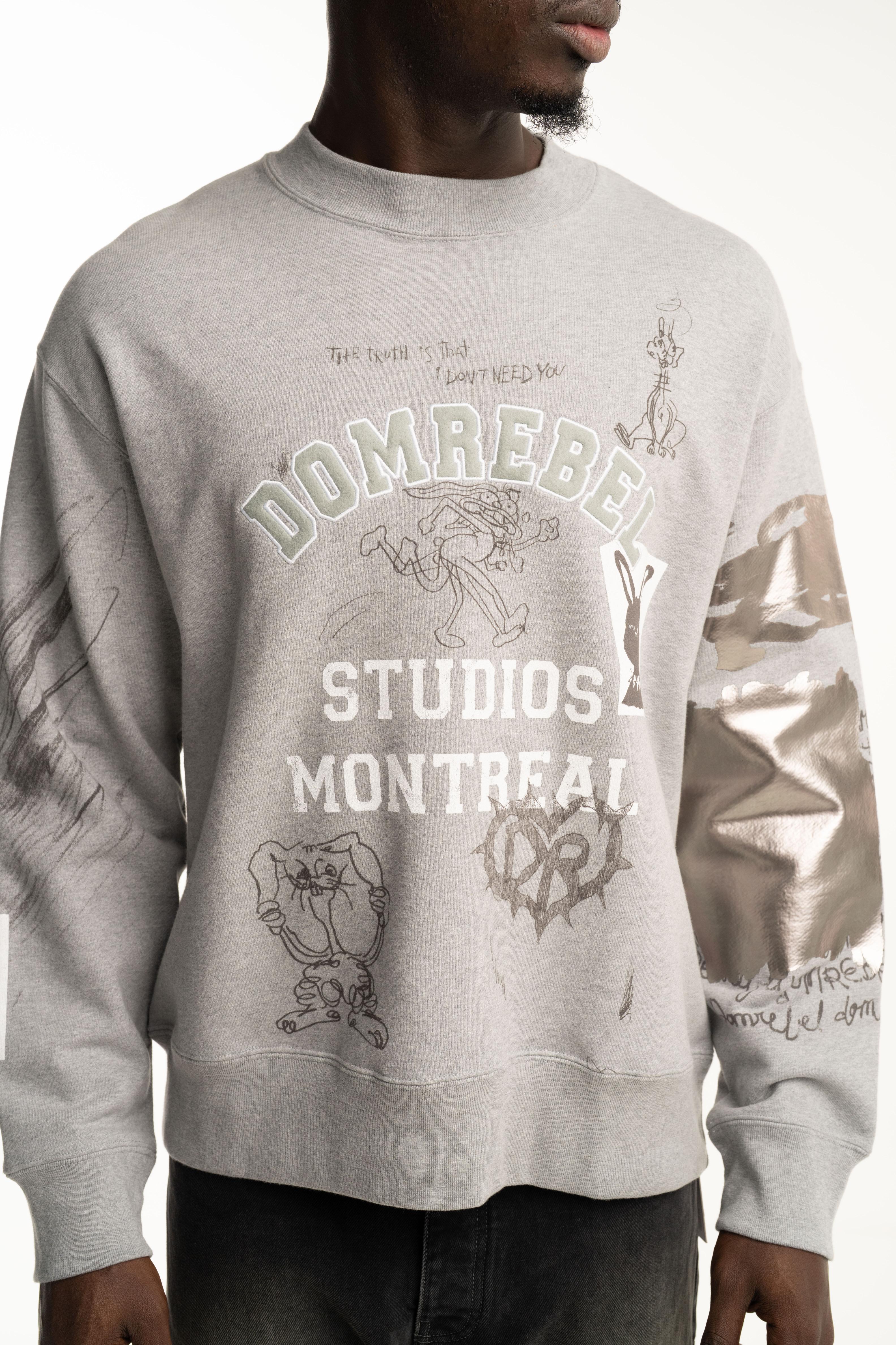 Dom Rebel Men's College Sweatshirt | Heather Grey