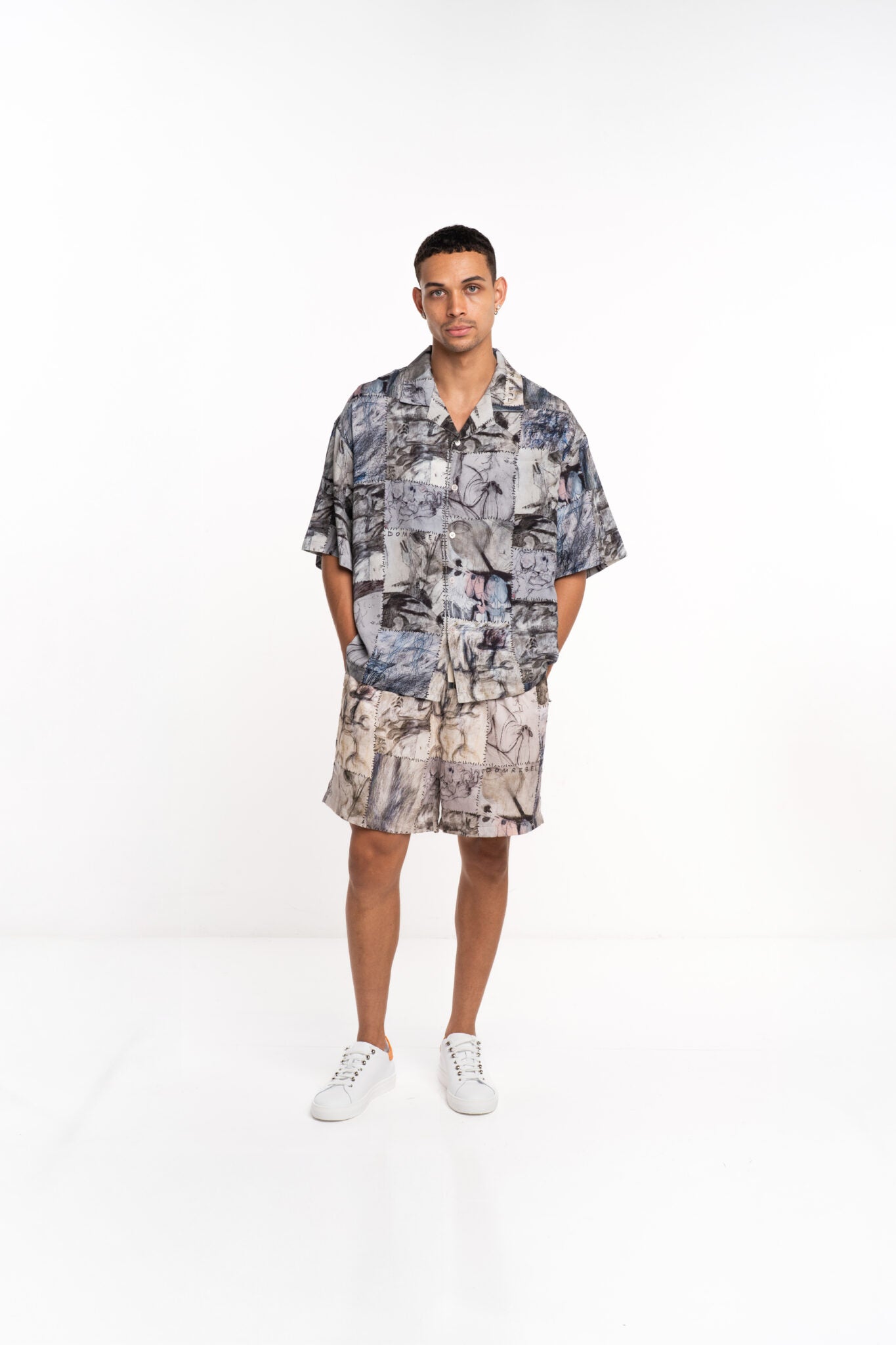 DOMREBEL Montage Camp Collar Shirt Beige