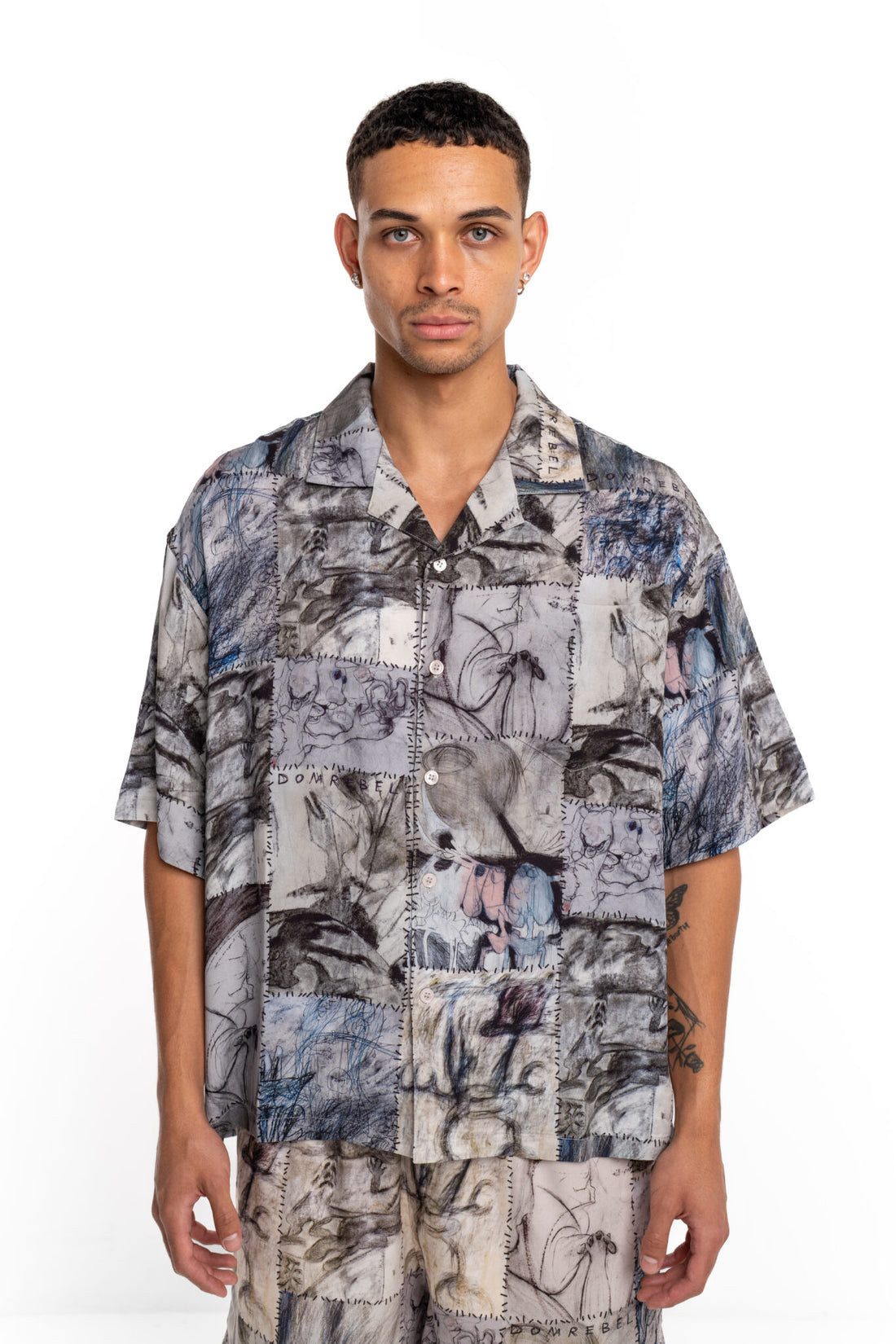 DOMREBEL Montage Camp Collar Shirt Beige