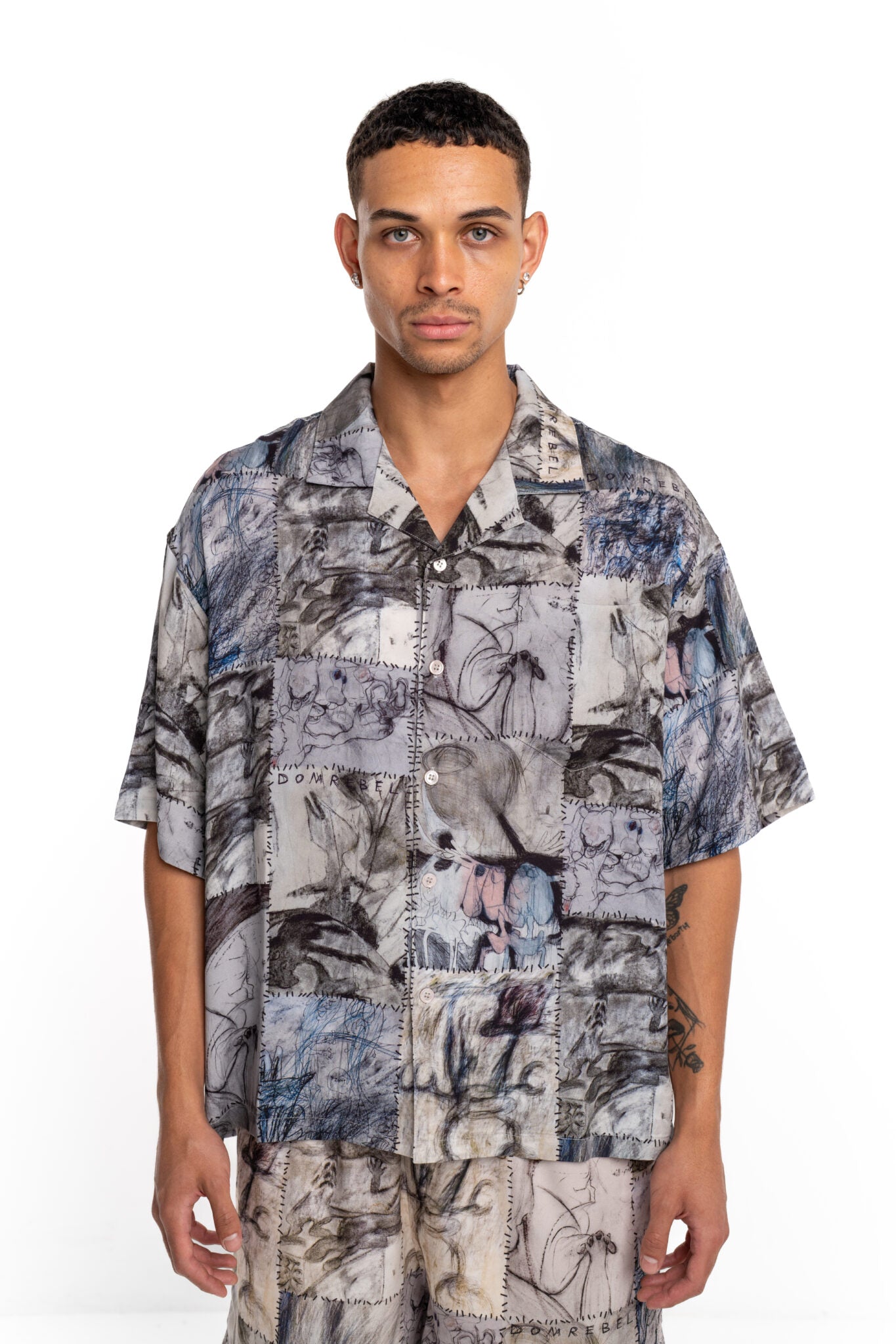 DOMREBEL Montage Camp Collar Shirt Beige