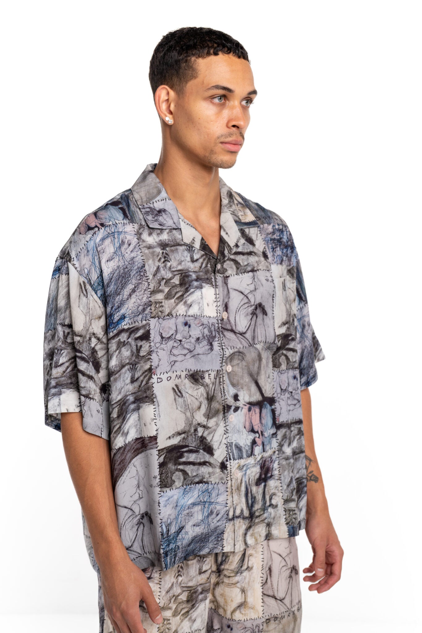 DOMREBEL Montage Camp Collar Shirt Beige