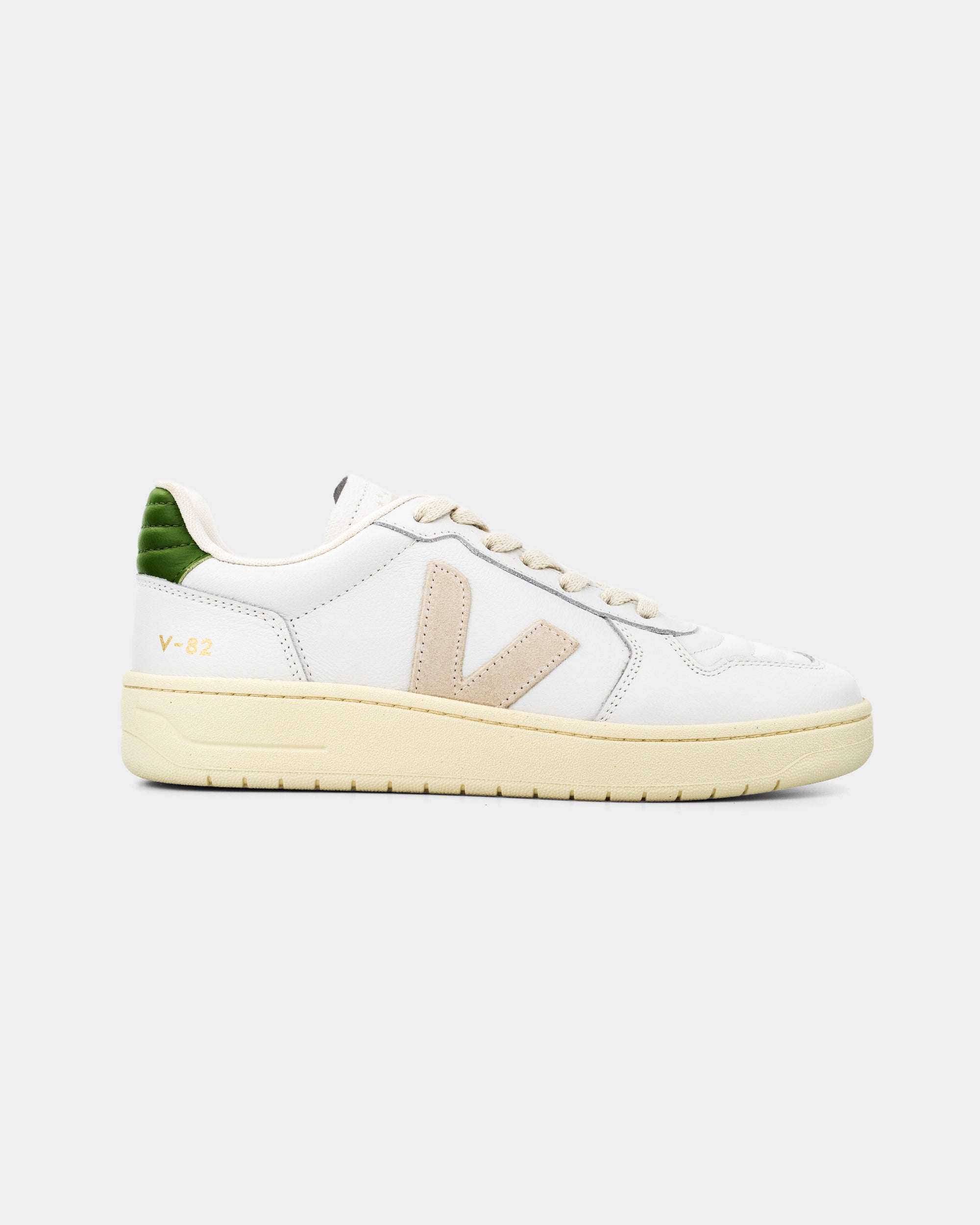 Veja Ladies V-82 Leather Sneaker | VF3321146A- White Pierre Kiwi