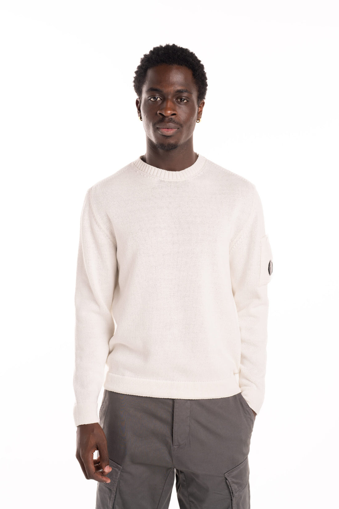 CP Company Men's Crew Neck Gauze White | 18CMKN077A110058A-103