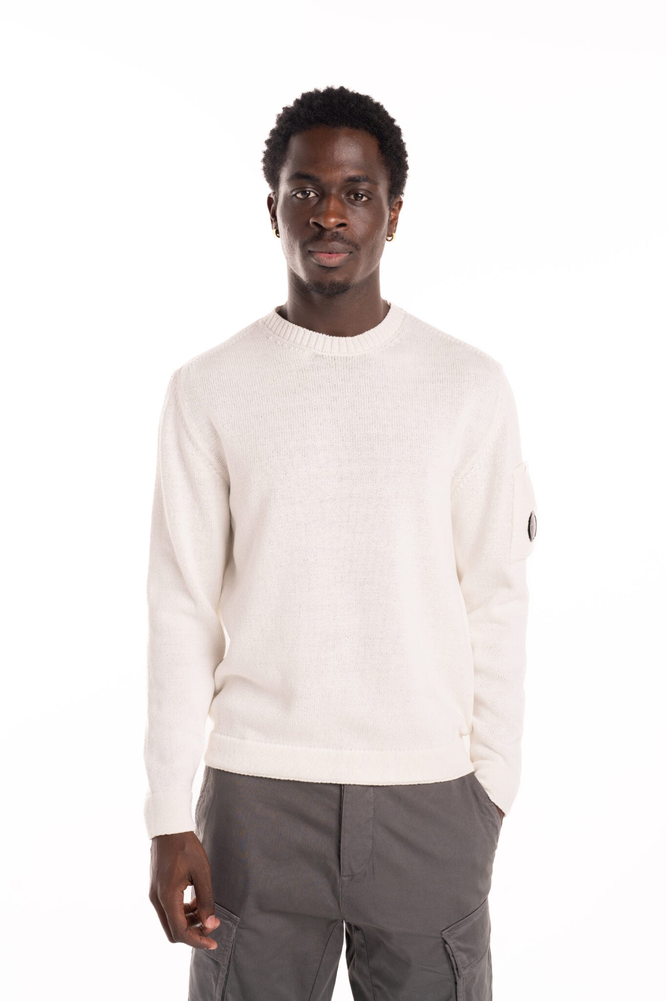 CP Company Men's Crew Neck Gauze White | 18CMKN077A110058A-103