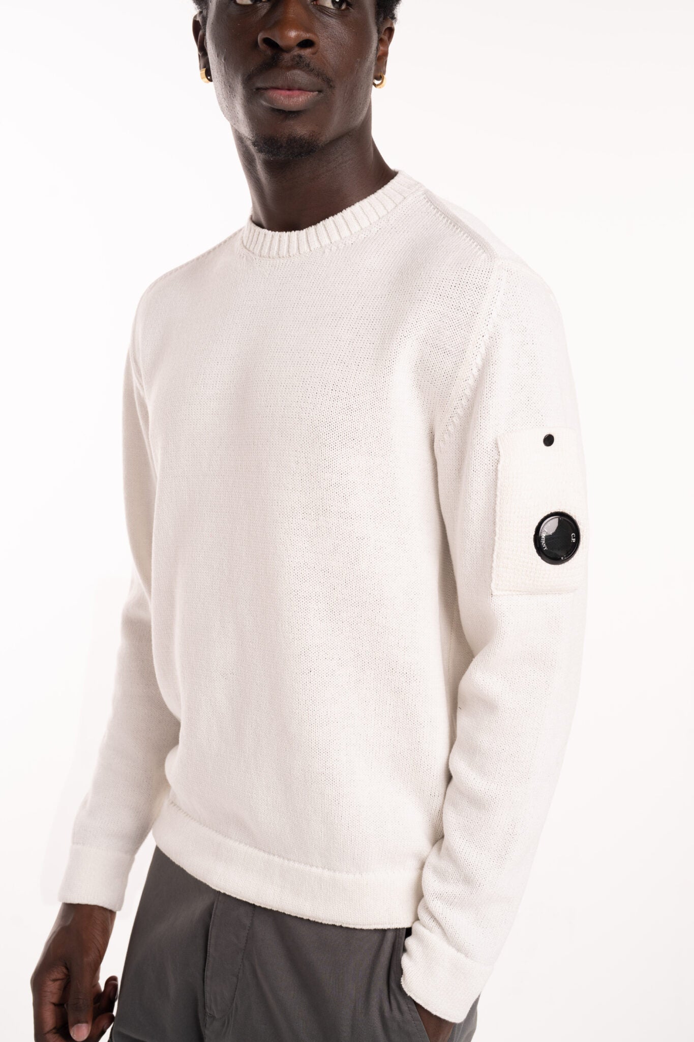 CP Company Men's Crew Neck Gauze White | 18CMKN077A110058A-103