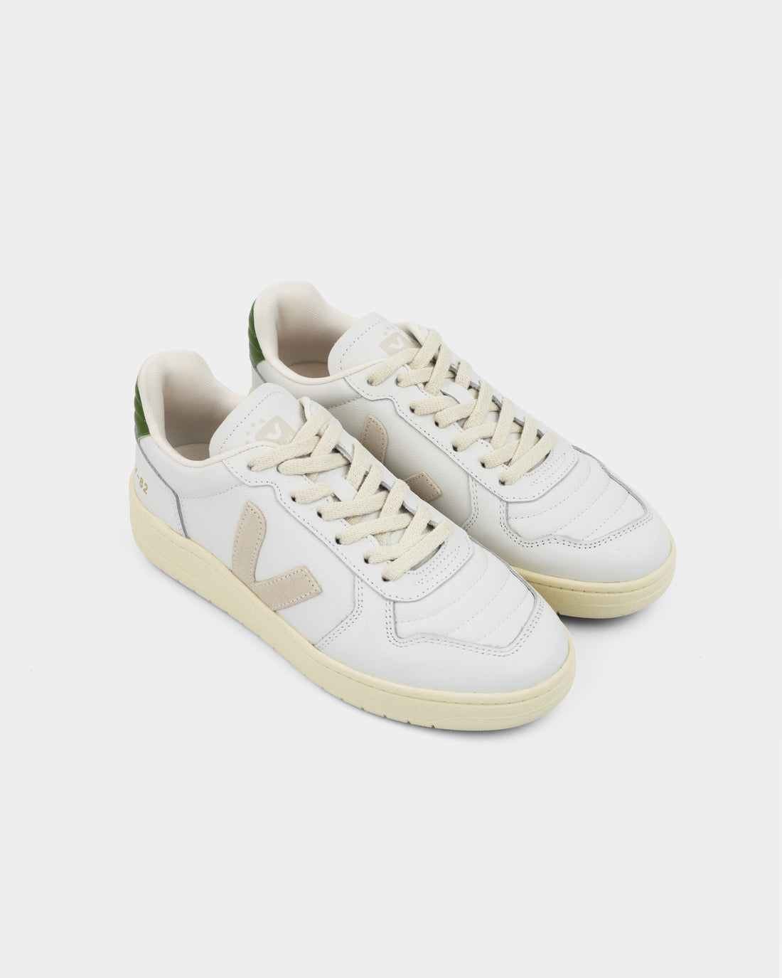 Veja Ladies V-82 Leather Sneaker | VF3321146A- White Pierre Kiwi