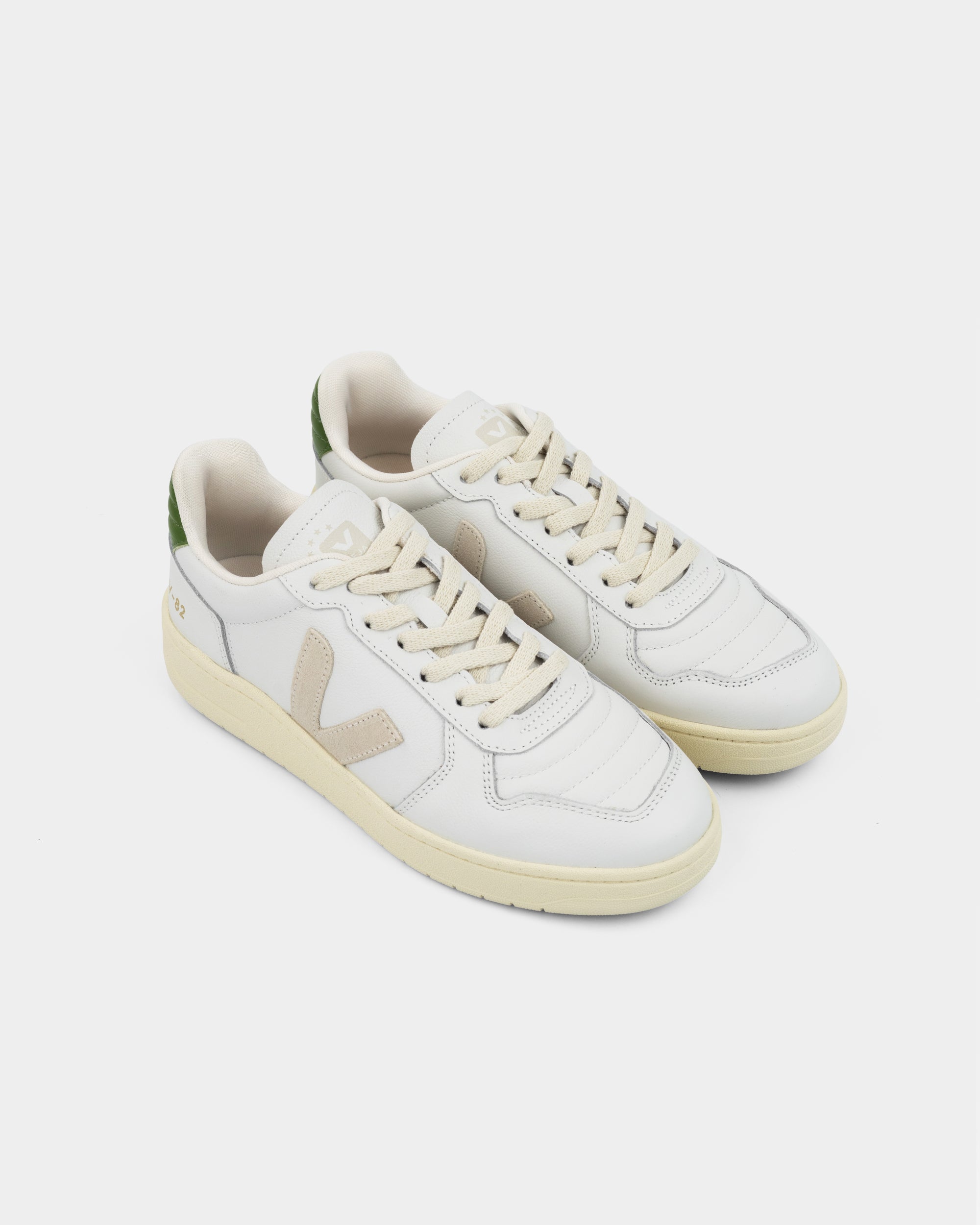 Veja Ladies V-82 Leather Sneaker | VF3321146A- White Pierre Kiwi