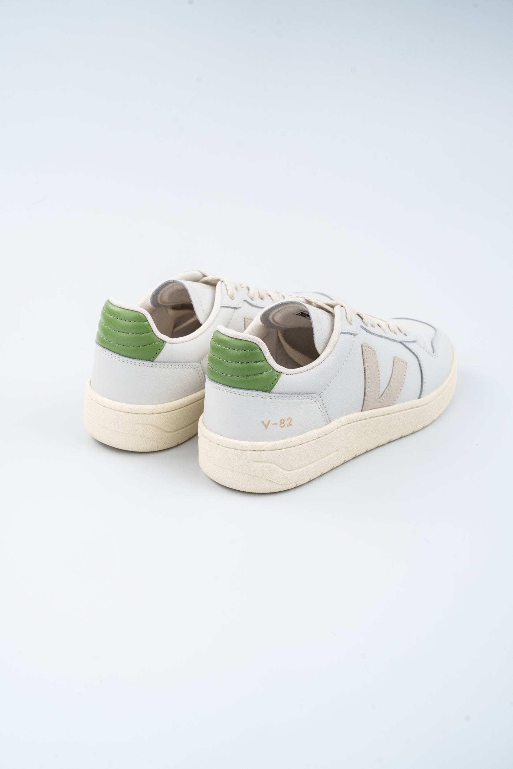 Veja Ladies V-82 Leather Sneaker | VF3321146A- White Pierre Kiwi