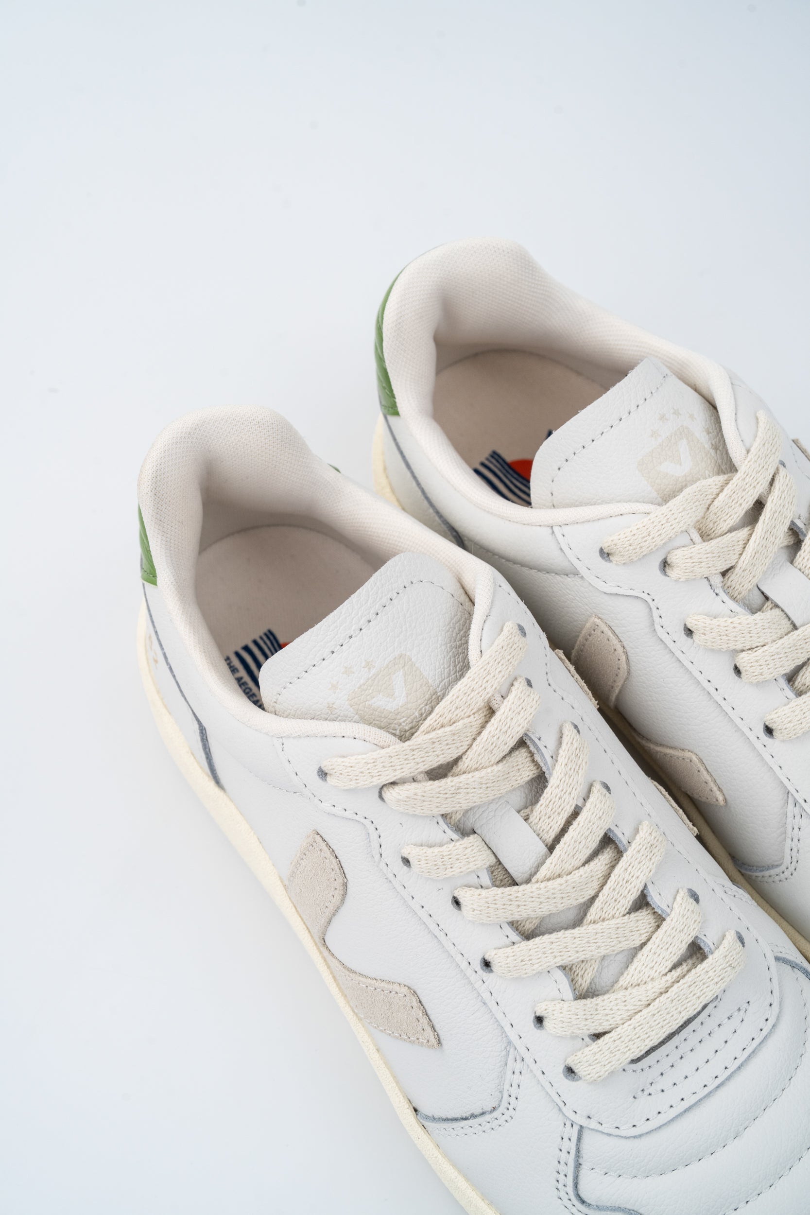 Veja Ladies V-82 Leather Sneaker | VF3321146A- White Pierre Kiwi