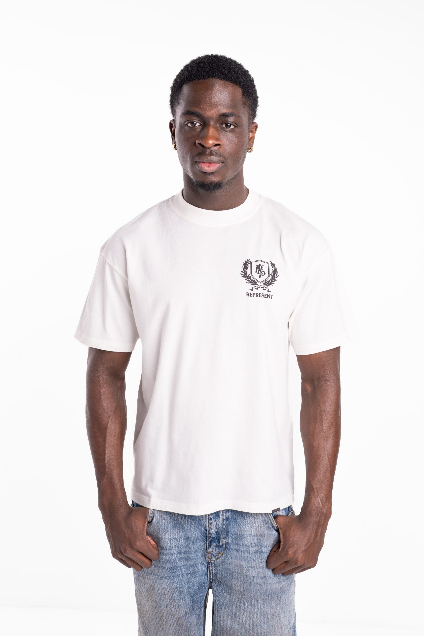 Represent Men's Crest T Shirt MLM41069-72 Flat White