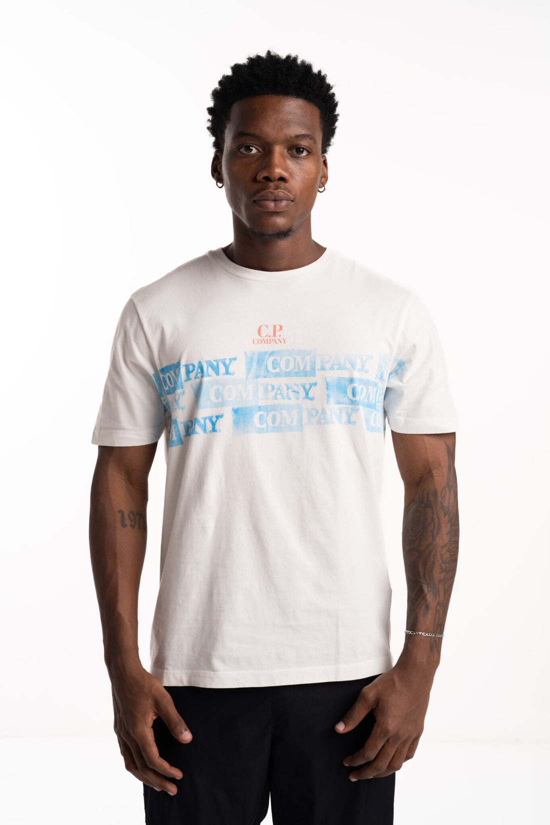 CP Company Short Sleeve T Shirt Gauze White 18CMTS309A005431G 103