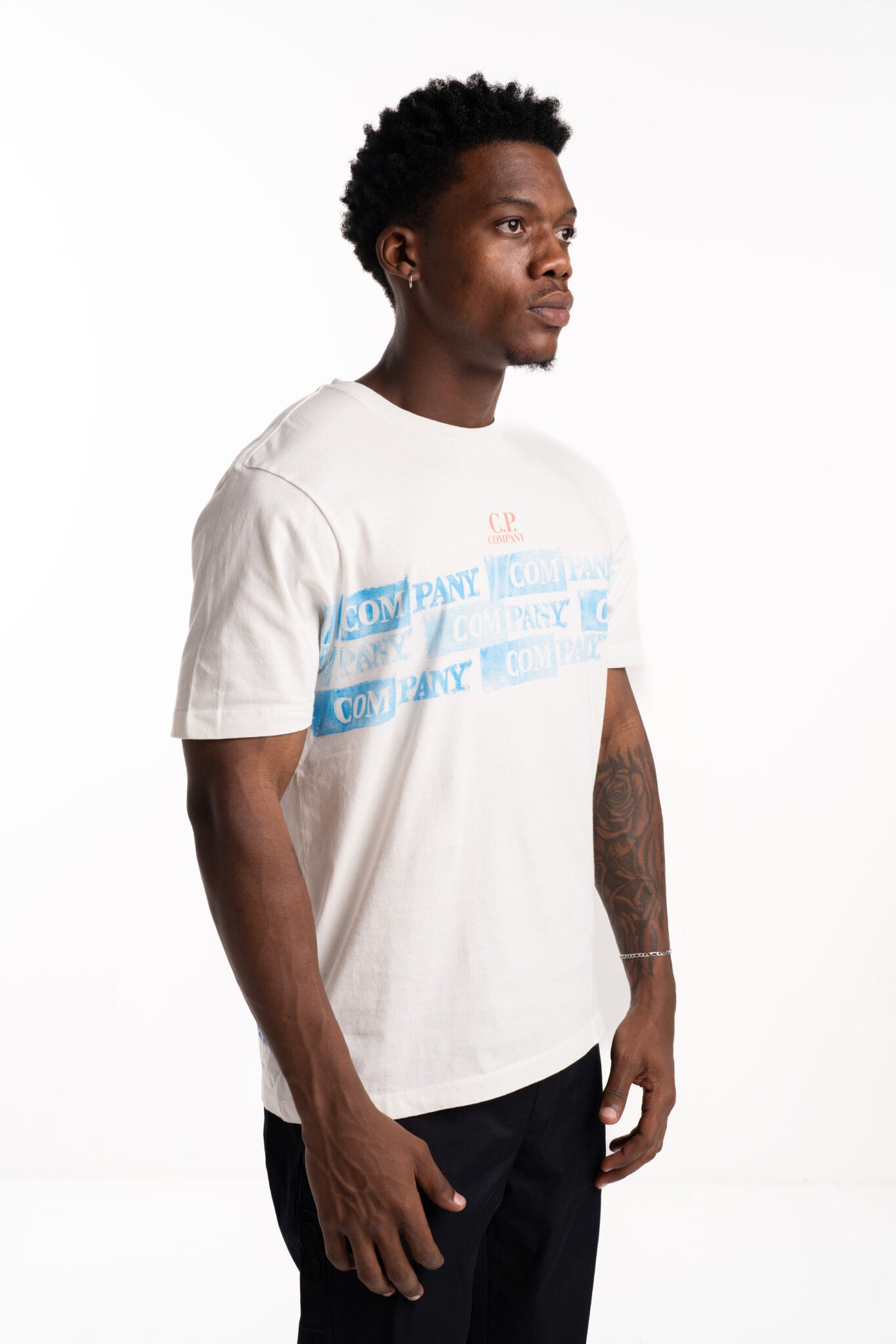CP Company Short Sleeve T Shirt Gauze White 18CMTS309A005431G 103