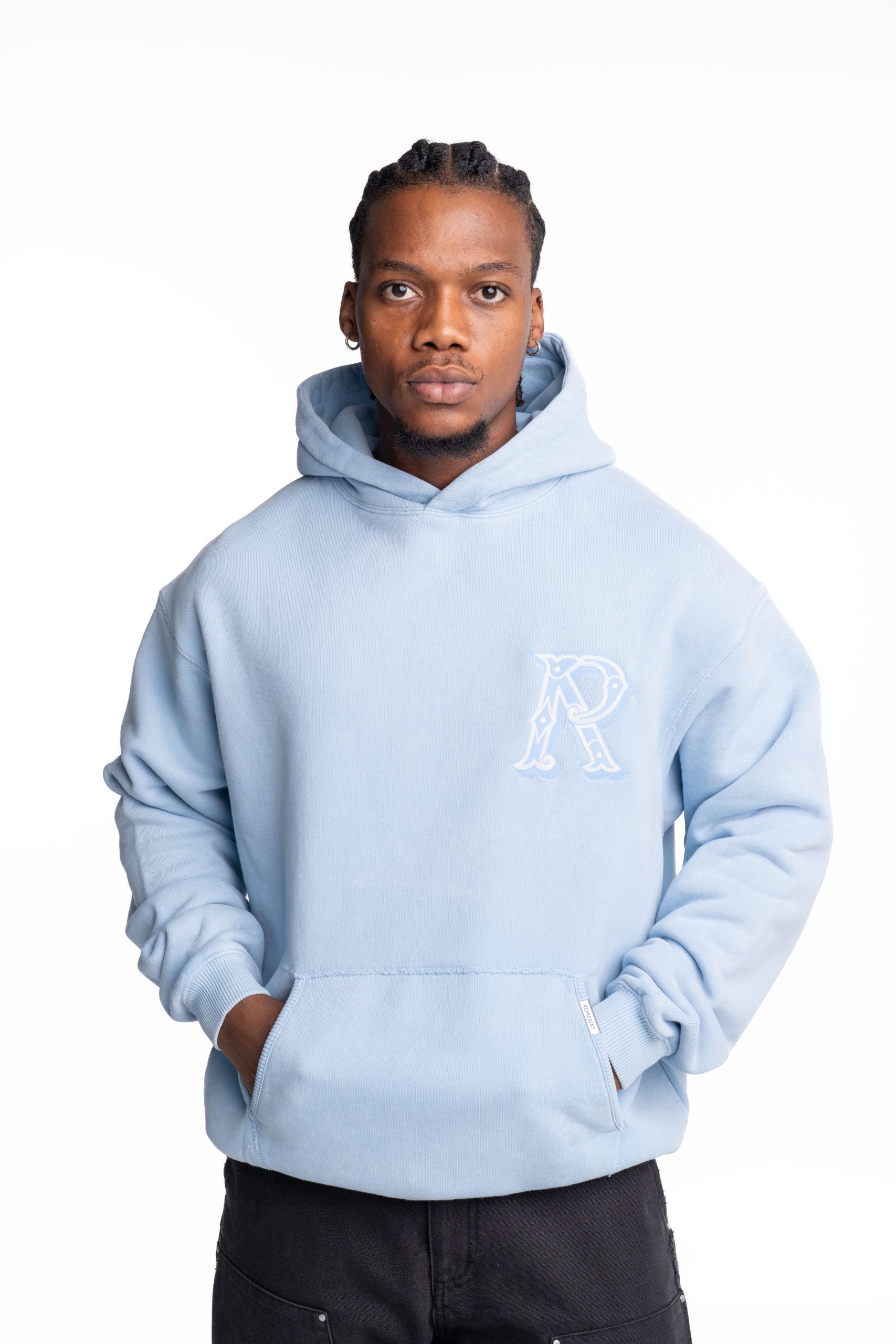 Represent Men's Western Initial Hoodie | MLM100619-08-Mountain Bluebird