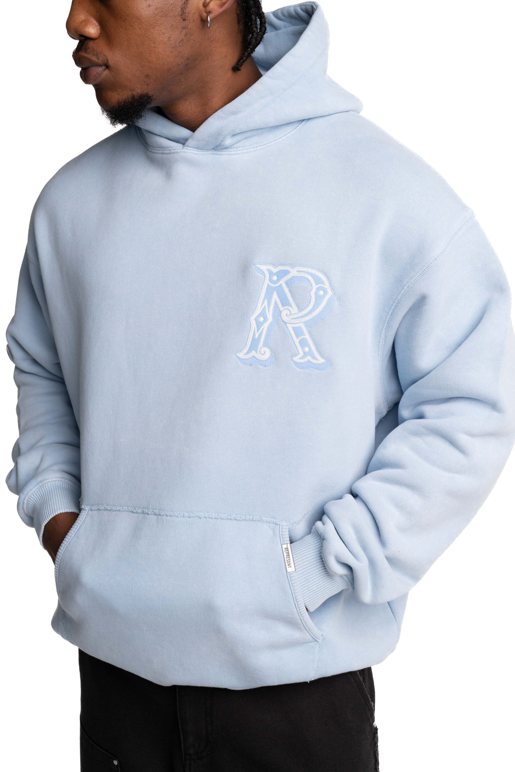 Represent Men's Western Initial Hoodie | MLM100619-08-Mountain Bluebird