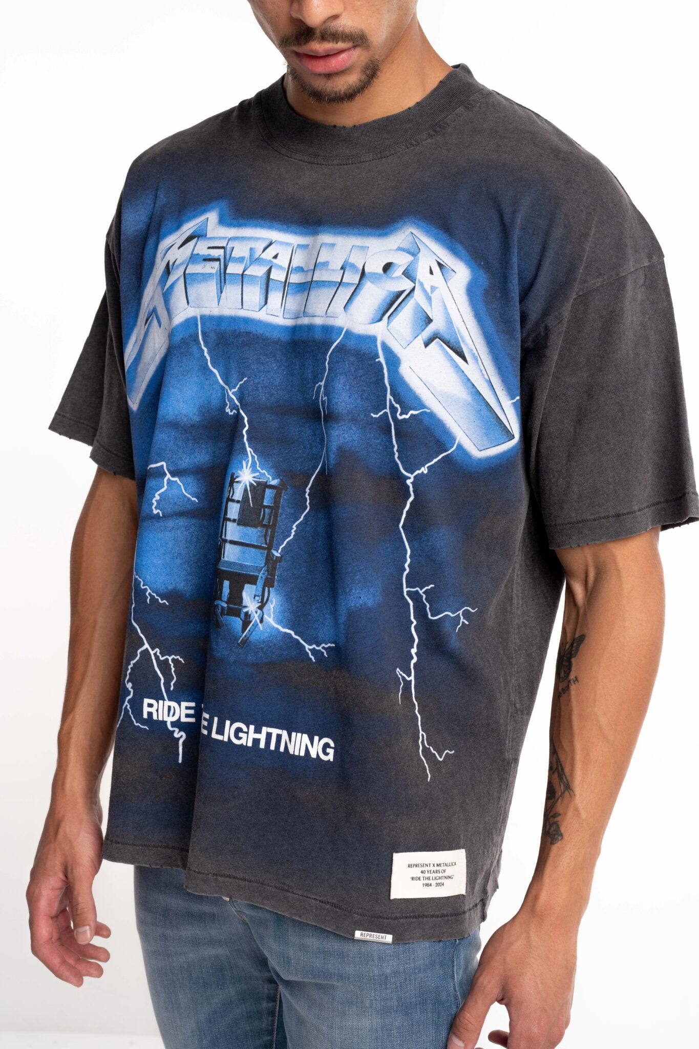 Represent Men's Metallica Ride The Lightning SS T Shirt MLM4356-20 Vintage Grey