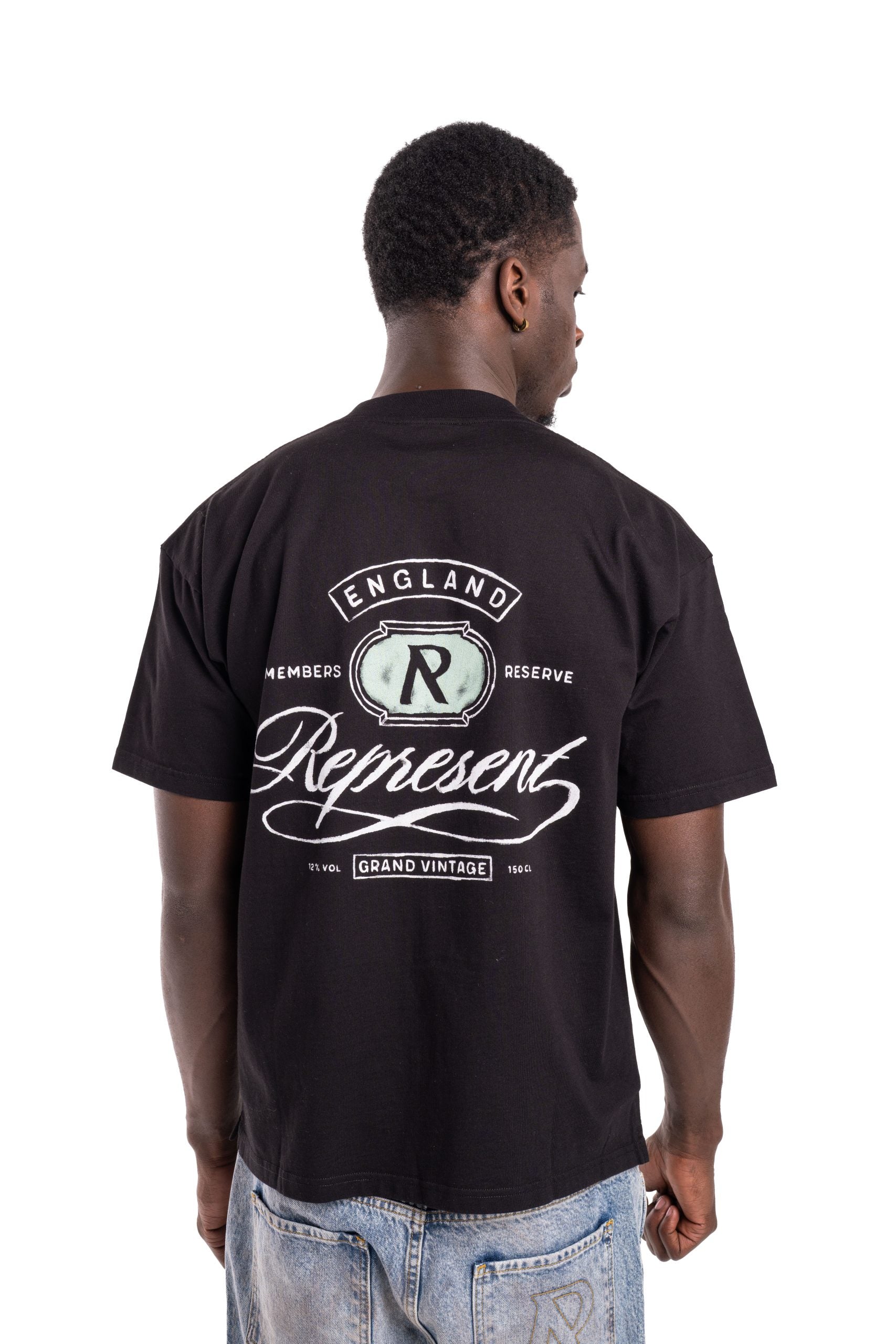 Represent Men's Grand Vintage Hand Drawn T-Shirt MLM100450-01 Jet Black