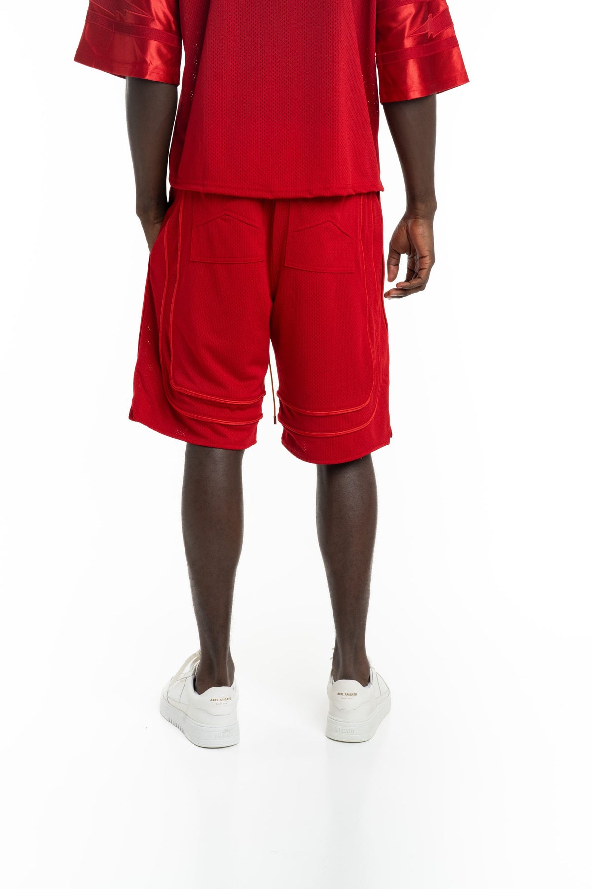 Rhude Men's Baggy Mesh Collegiate Logo Shorts Red/Red | RHPS26SH02016-6022