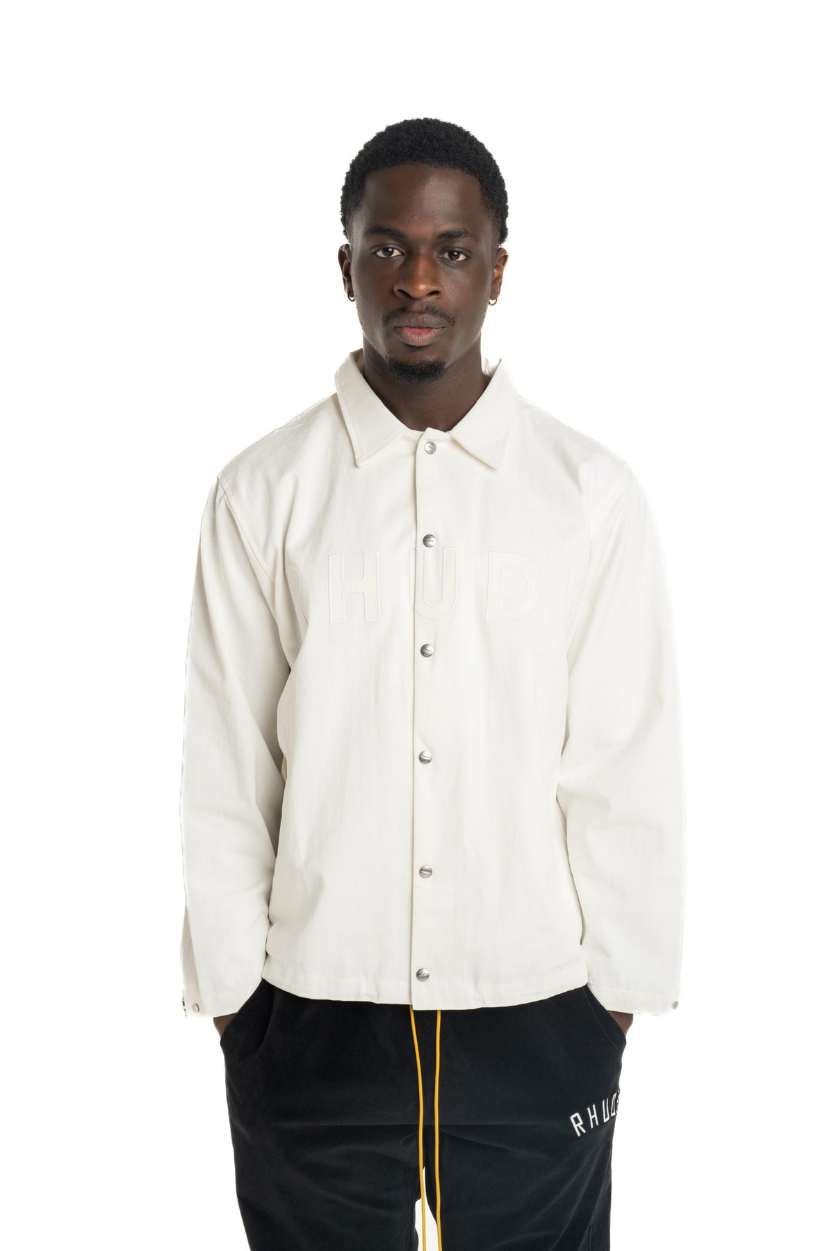 Rhude Men's Logo Coaches Jacket White/White | RHPS26JA01119-6031