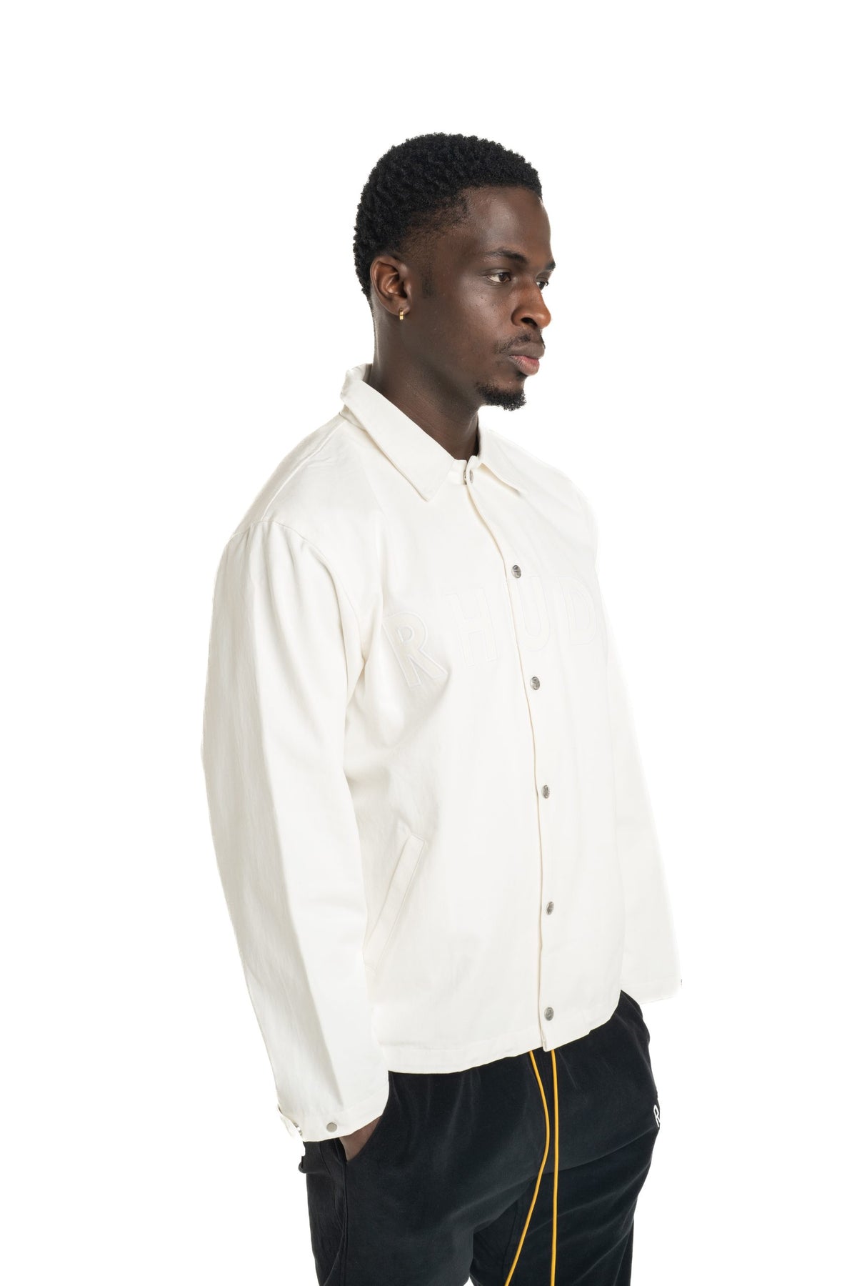 Rhude Men's Logo Coaches Jacket White/White | RHPS26JA01119-6031