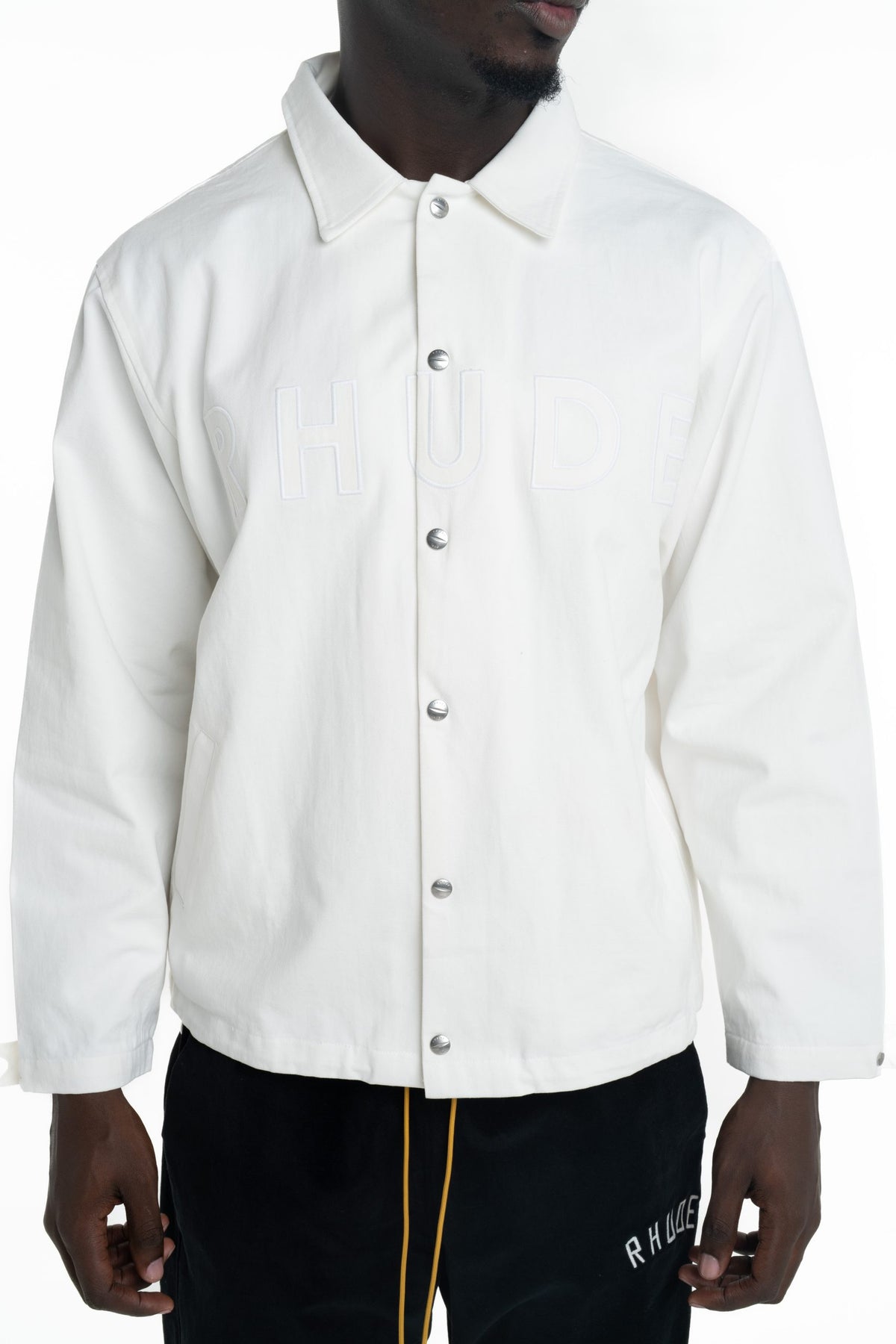 Rhude Men's Logo Coaches Jacket White/White | RHPS26JA01119-6031