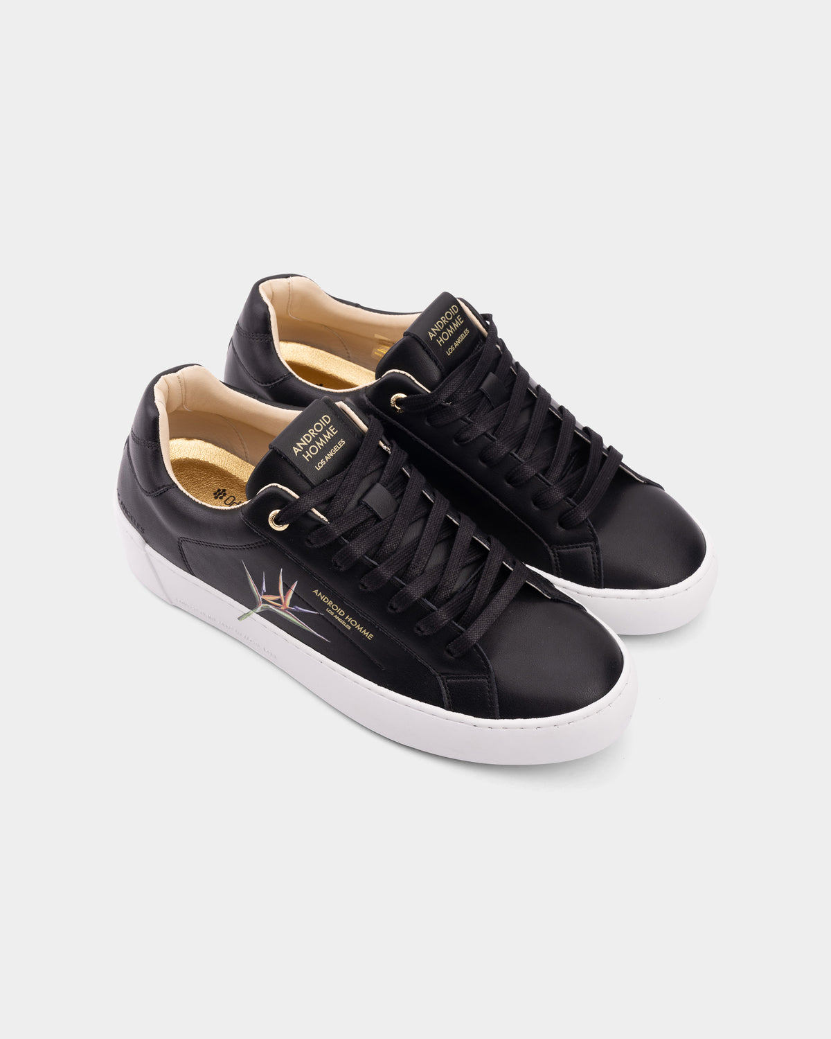 Android Homme Men's Zuma Bird of Paradise Print Leather Sneaker Black | AHP261-47