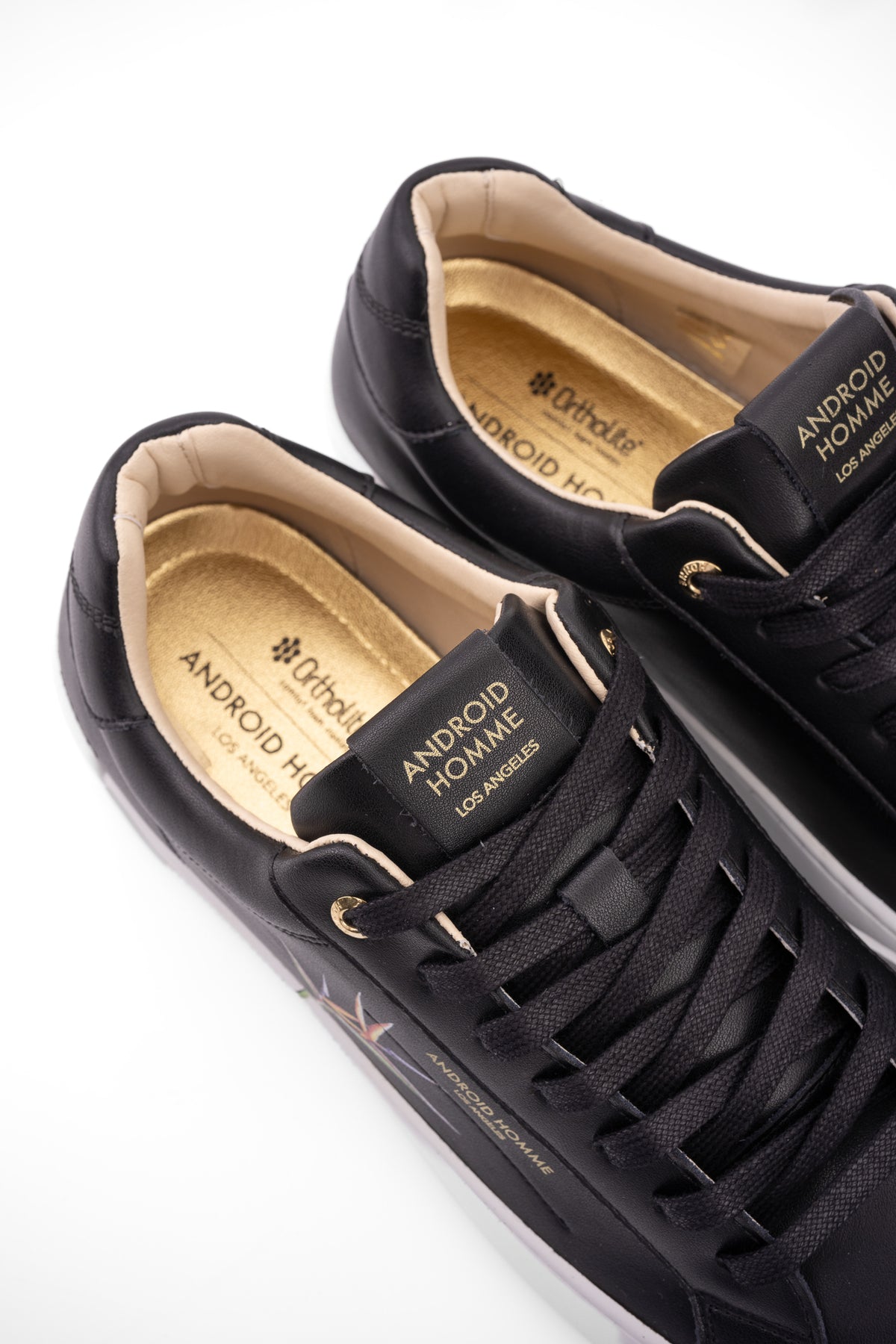 Android Homme Men's Zuma Bird of Paradise Print Leather Sneaker Black | AHP261-47