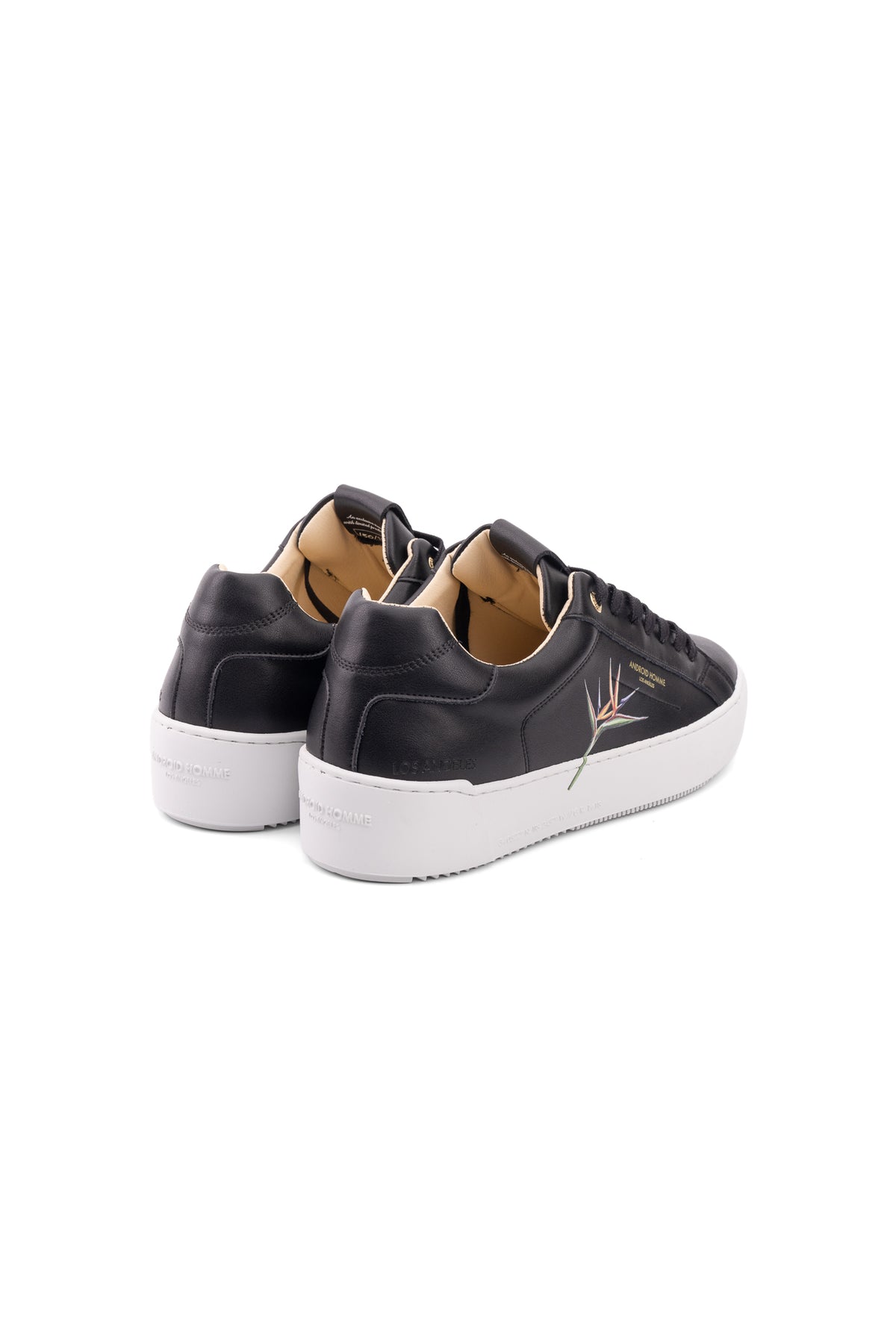 Android Homme Men's Zuma Bird of Paradise Print Leather Sneaker Black | AHP261-47