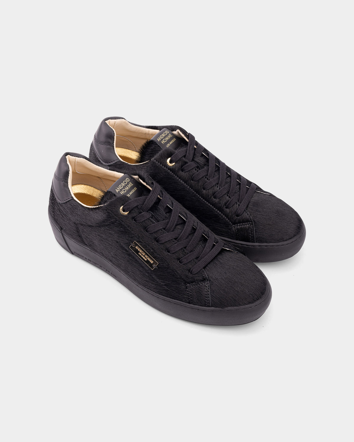 Android Homme Men's Zuma Ponyhair & Leather Trim Hardware Logo Sneaker Black | AHP263-03