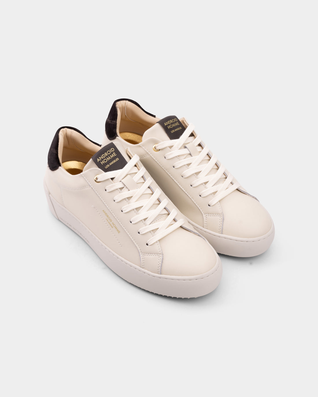 Android Homme Men's Zuma Leather & Ponyhair Trim Sneaker Cream | AHP263-04