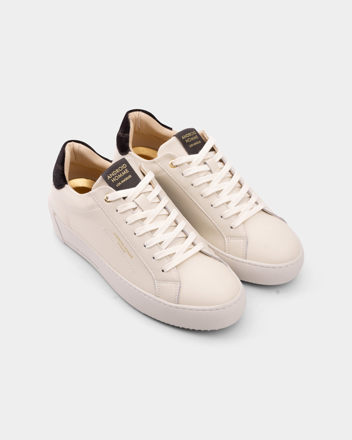 Android Homme Men's Zuma Leather & Ponyhair Trim Sneaker Cream | AHP263-04