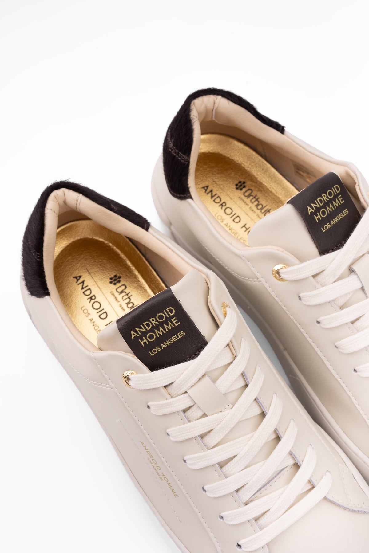 Android Homme Men's Zuma Leather & Ponyhair Trim Sneaker Cream | AHP263-04