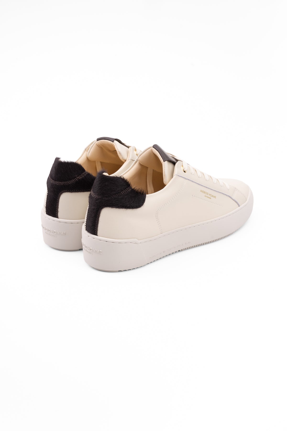 Android Homme Men's Zuma Leather & Ponyhair Trim Sneaker Cream | AHP263-04