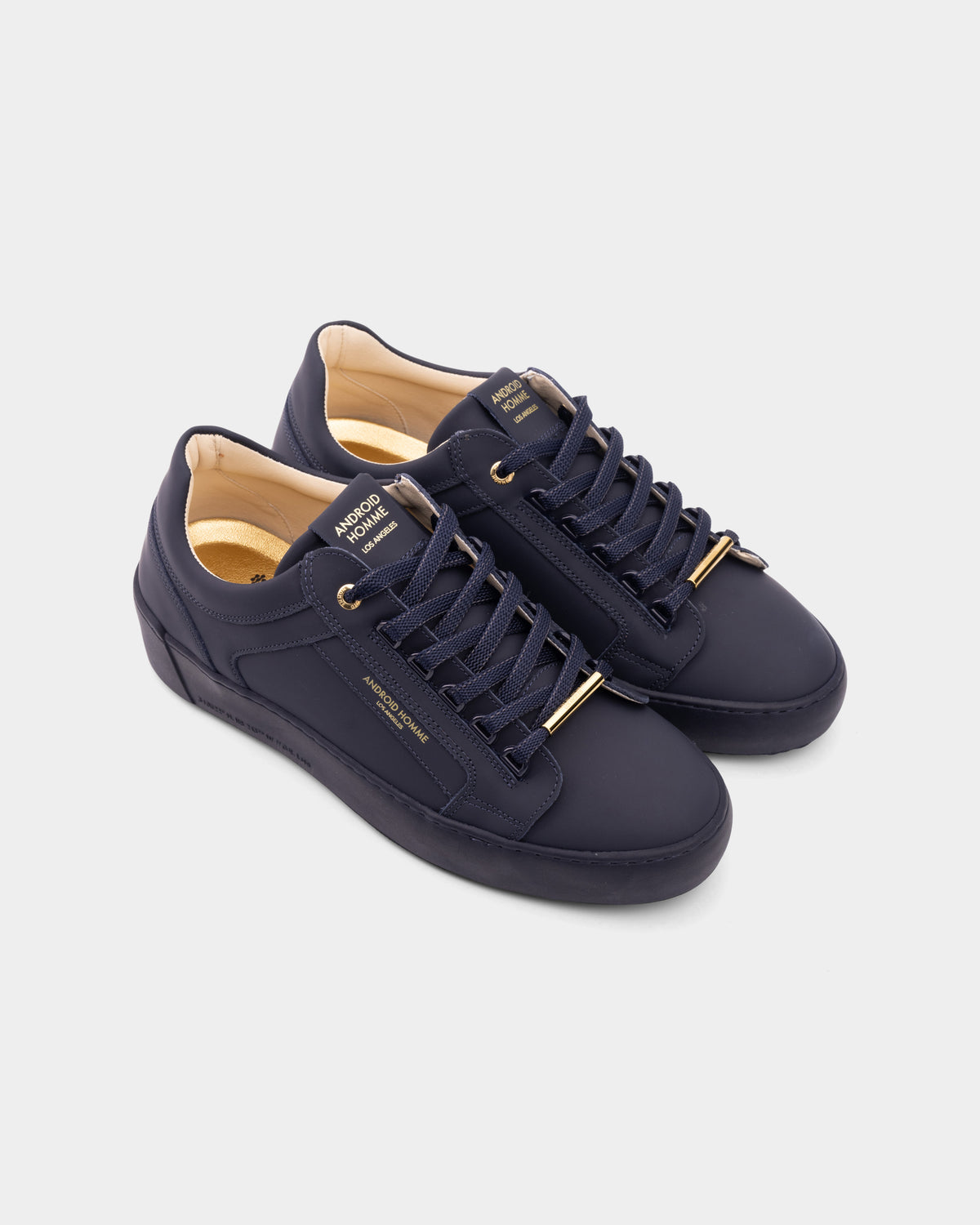 Android Homme Men's Venice Stealth Rubberised Leather Sneaker Gold Hardware Ink | AHP263-08