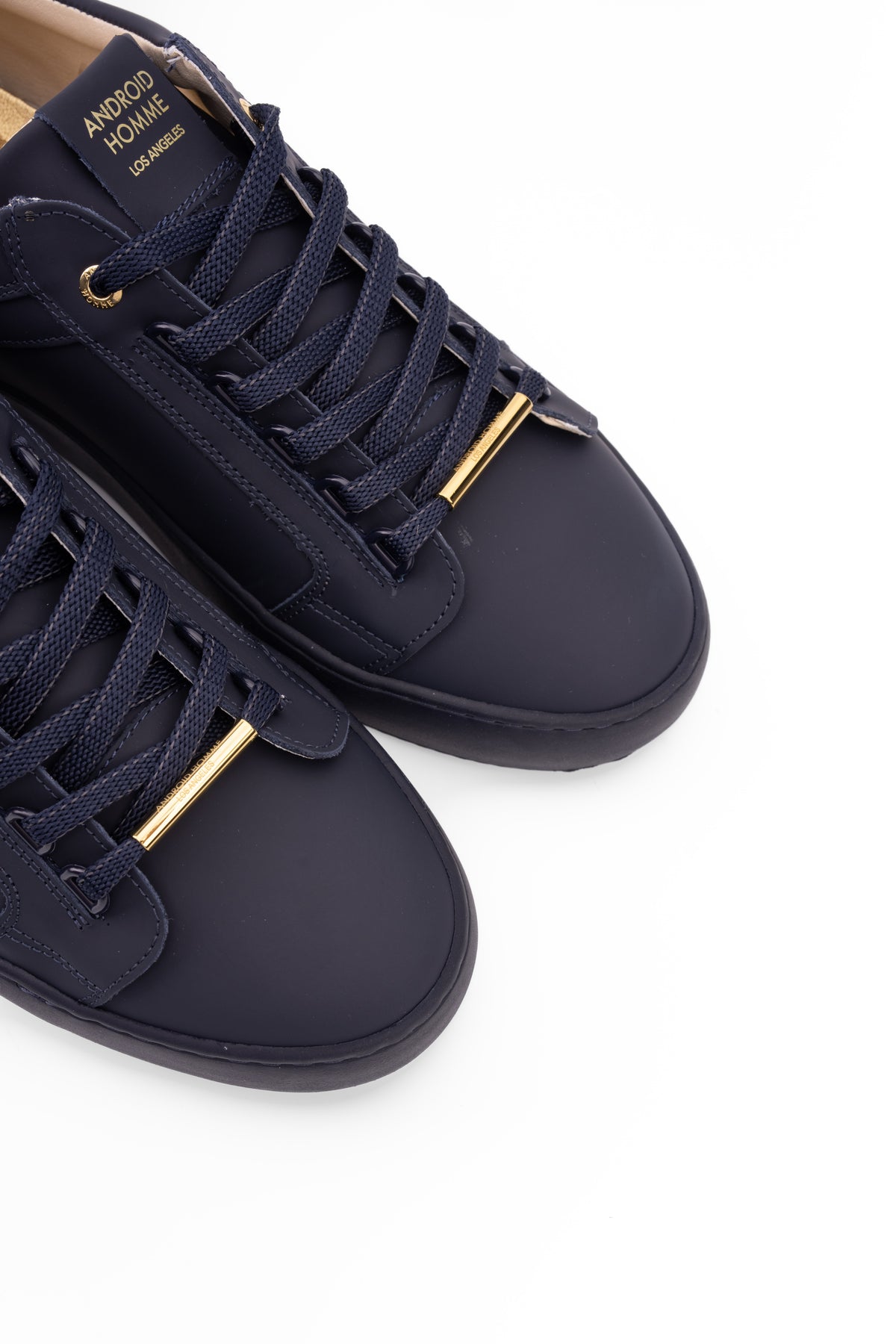 Android Homme Men's Venice Stealth Rubberised Leather Sneaker Gold Hardware Ink | AHP263-08