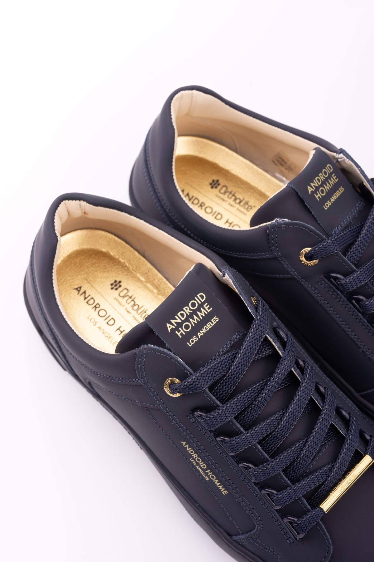 Android Homme Men's Venice Stealth Rubberised Leather Sneaker Gold Hardware Ink | AHP263-08