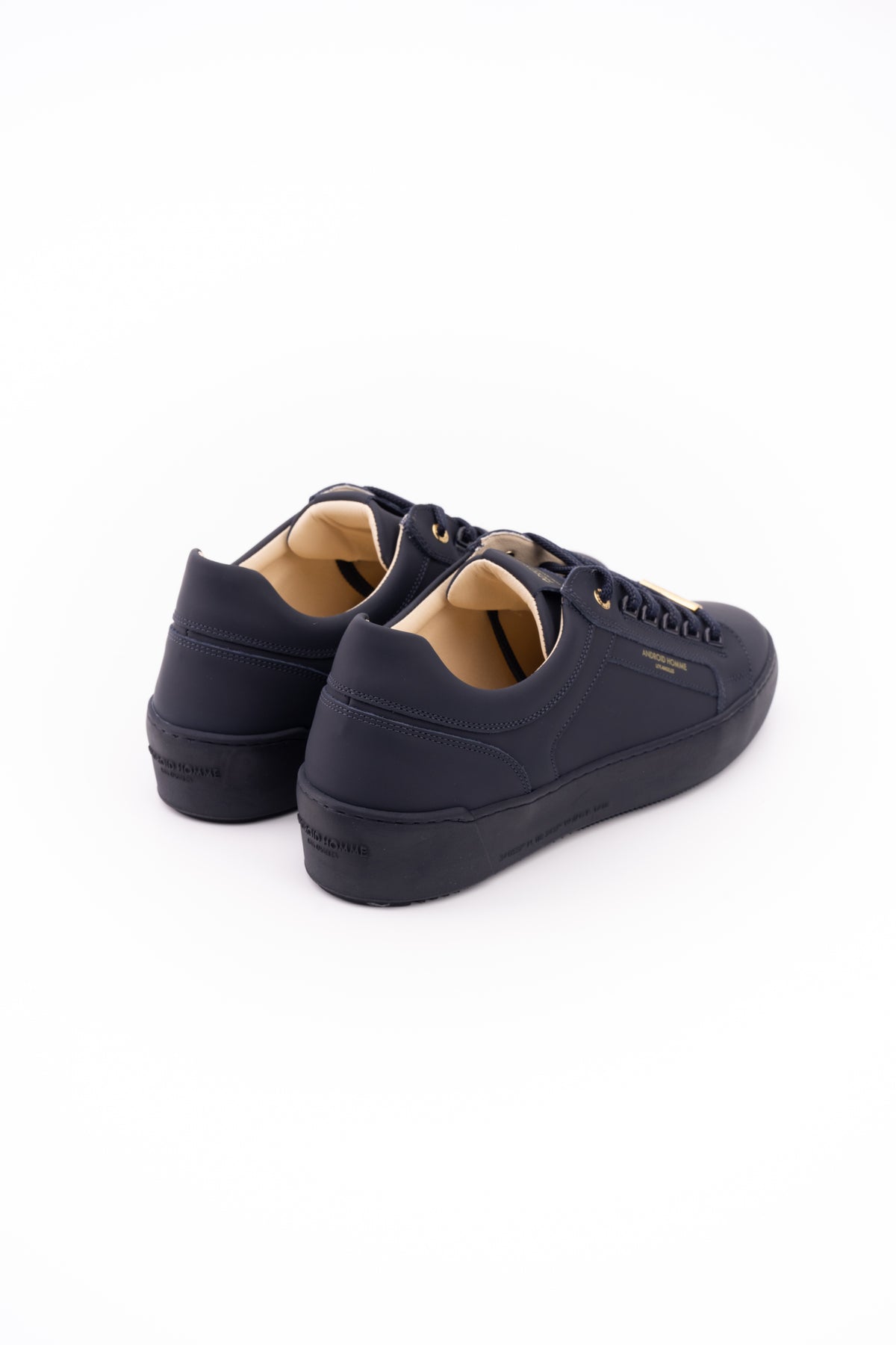 Android Homme Men's Venice Stealth Rubberised Leather Sneaker Gold Hardware Ink | AHP263-08
