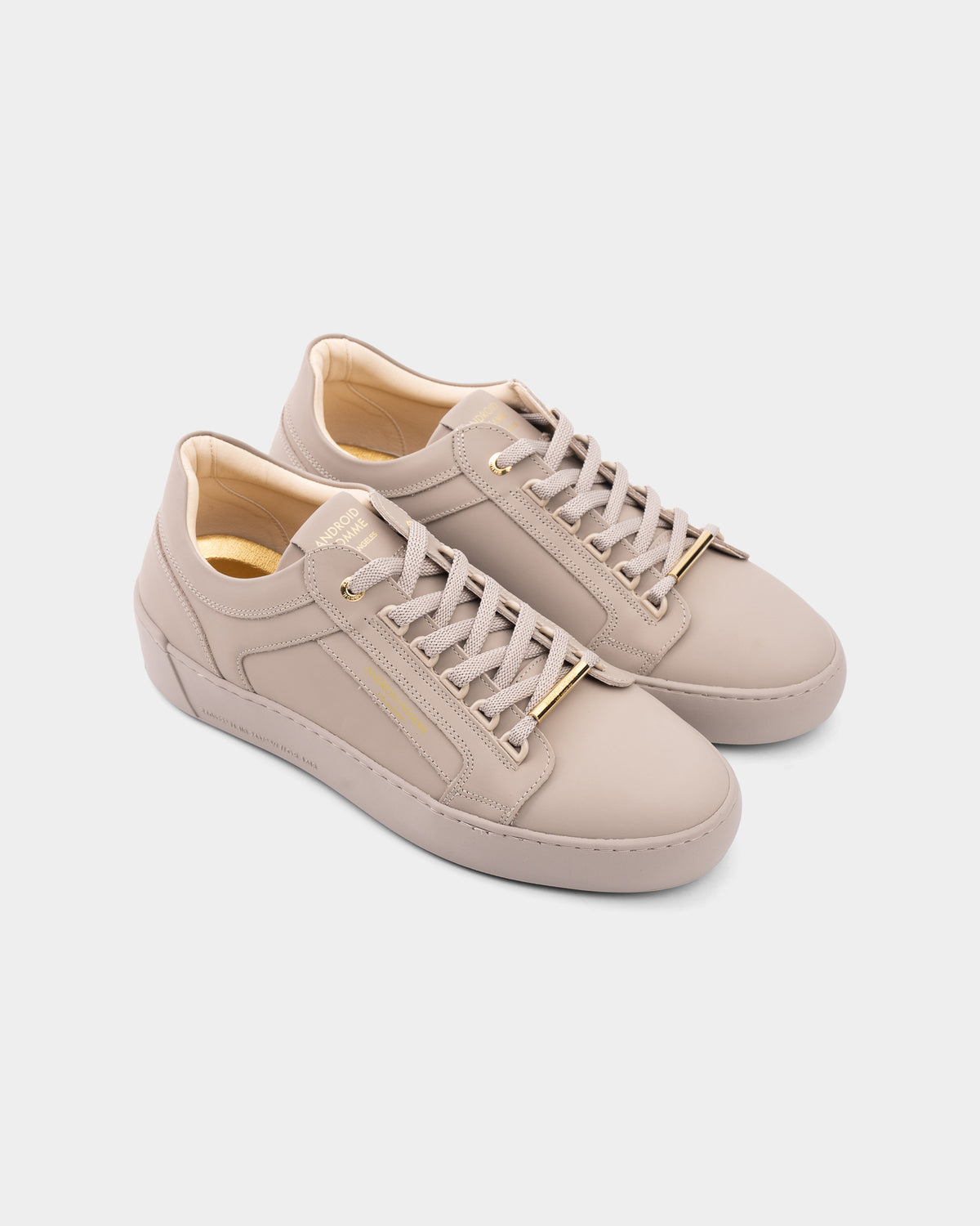 Android Homme Men's Venice Stealth Rubberised Leather Sneaker Gold Hardware Taupe | AHP263-11