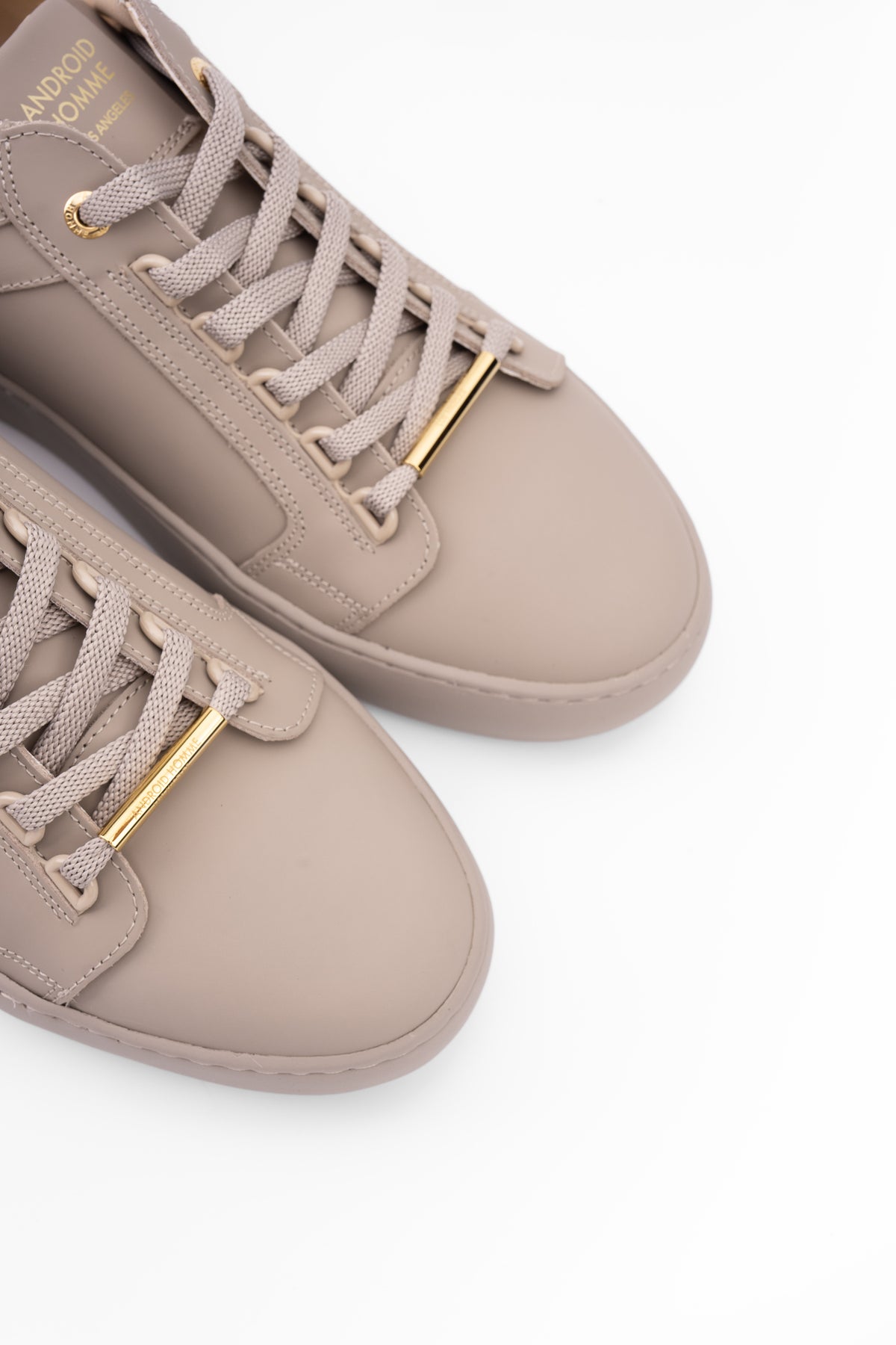 Android Homme Men's Venice Stealth Rubberised Leather Sneaker Gold Hardware Taupe | AHP263-11