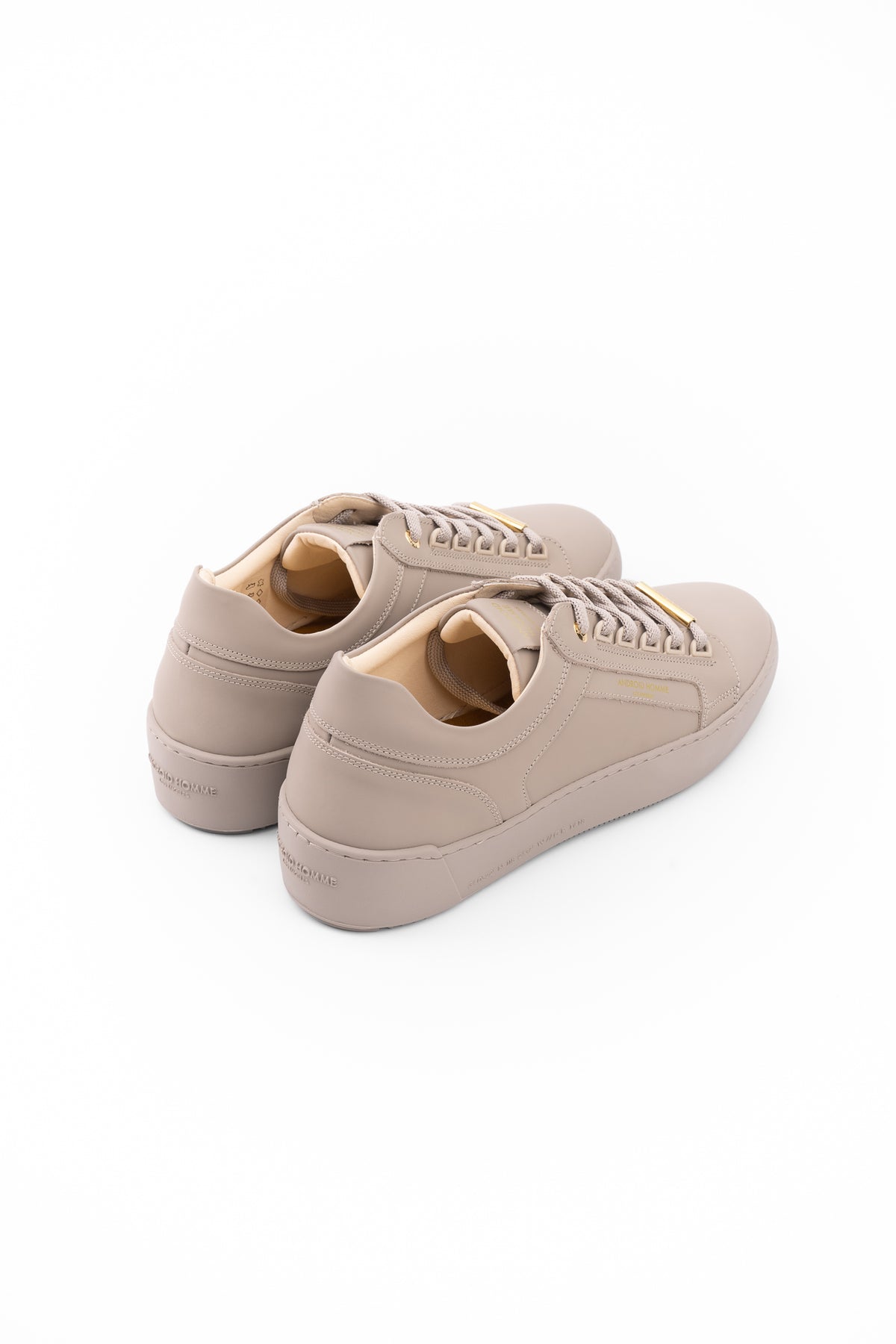 Android Homme Men's Venice Stealth Rubberised Leather Sneaker Gold Hardware Taupe | AHP263-11