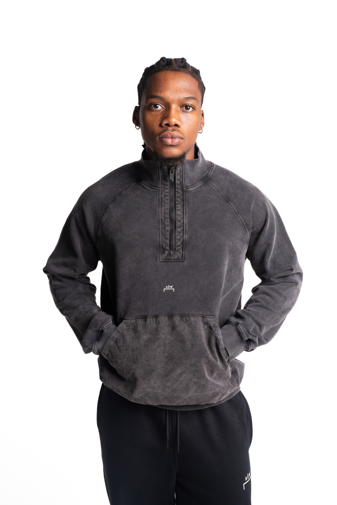 A Cold Wall Men's Padstow 1/4 Zip Sweatshirt | ACWMW2440-50-Onyx