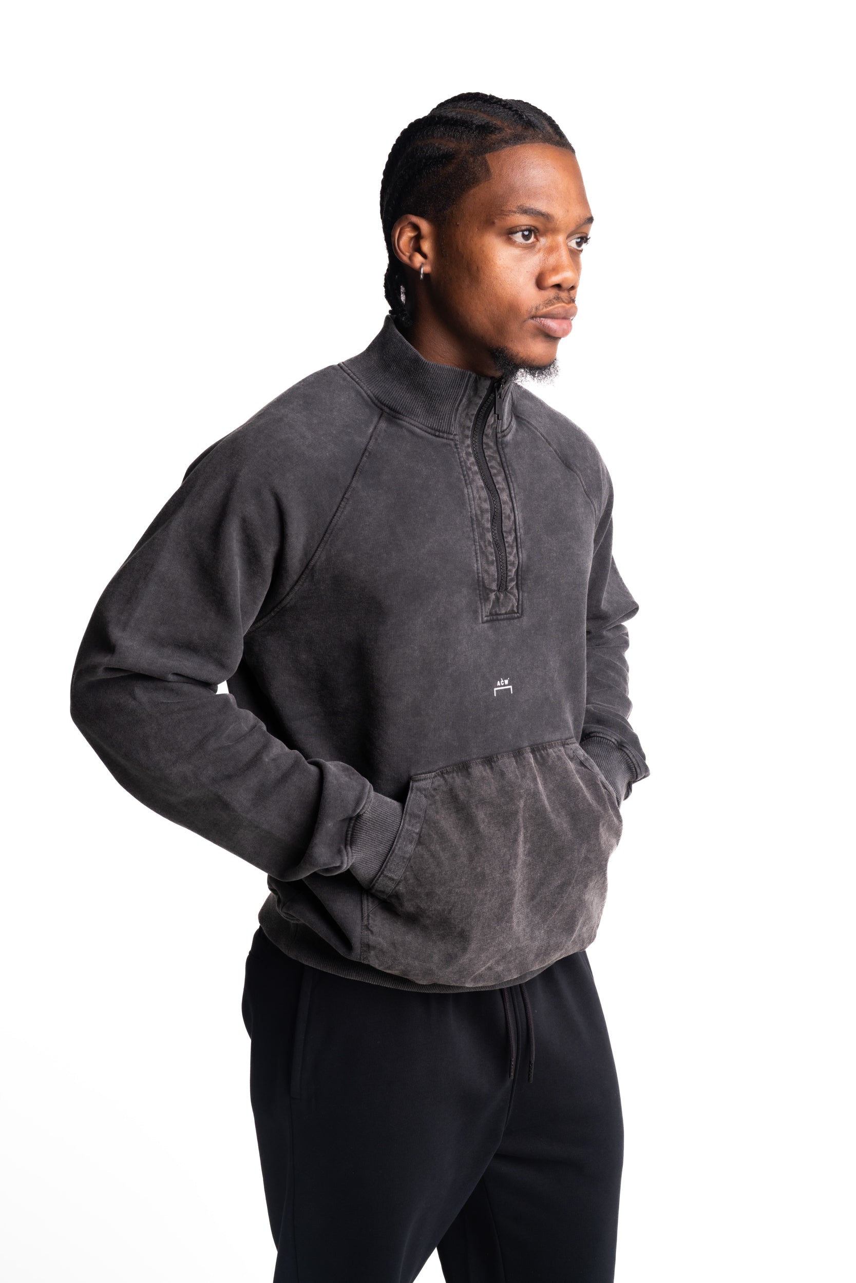 A Cold Wall Men's Padstow 1/4 Zip Sweatshirt | ACWMW2440-50-Onyx