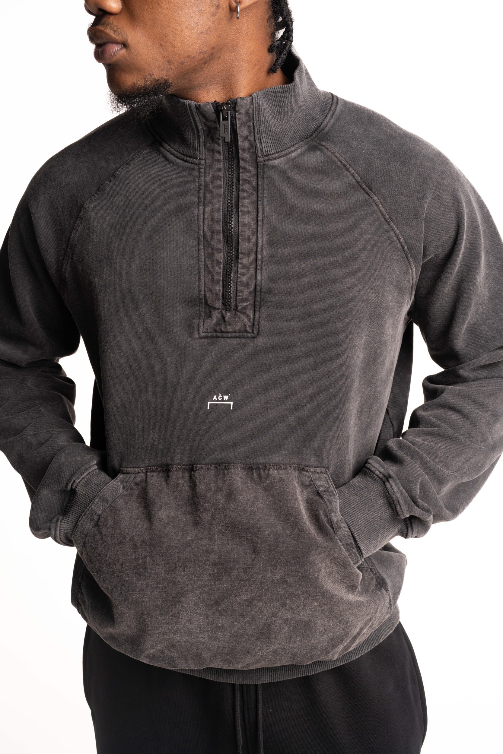 A Cold Wall Men's Padstow 1/4 Zip Sweatshirt | ACWMW2440-50-Onyx