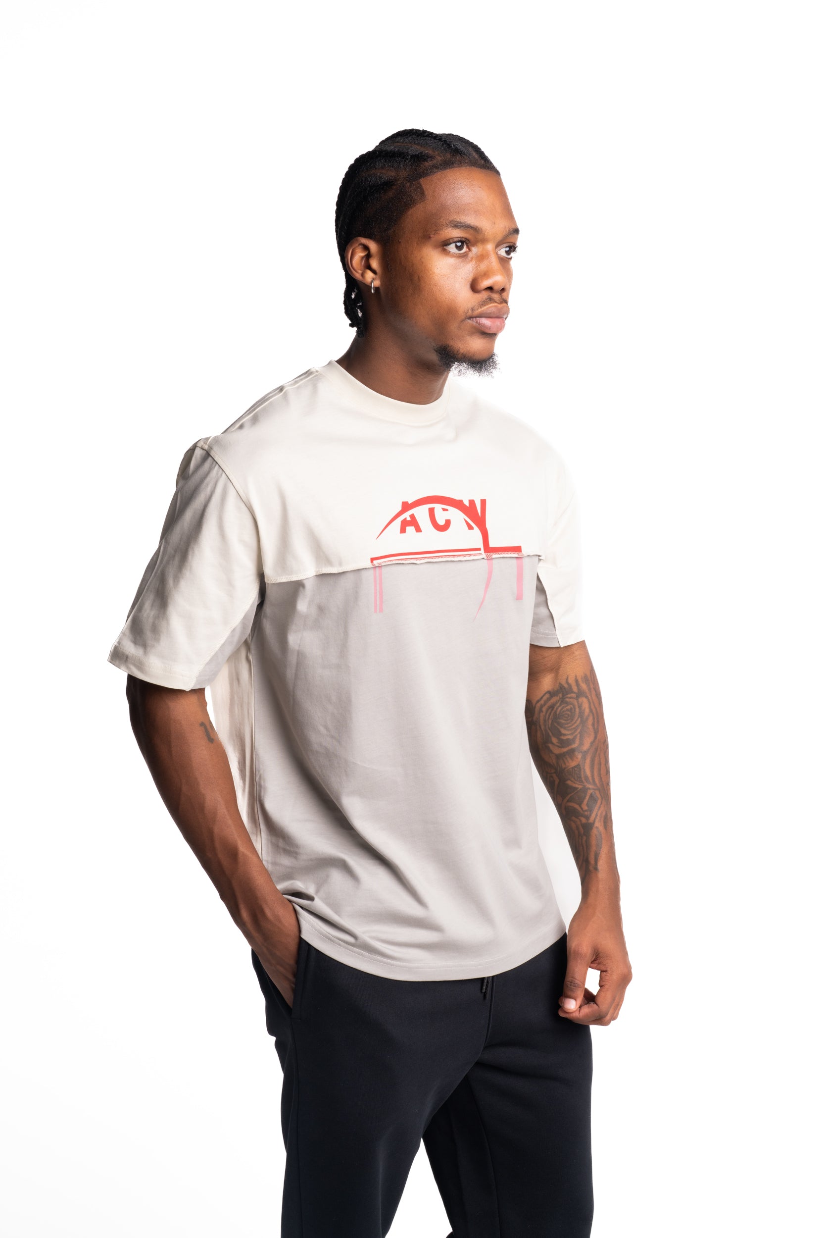 A Cold Wall Men's Split Logo T Shirt | ACWMTS2430-46-Shale