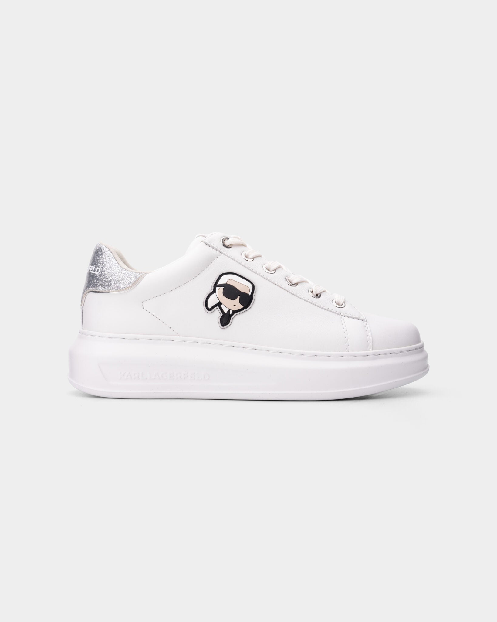 (Core) Karl Lagerfeld Ladies Kapri NFT Lo Lace White Lthr w/Silver KL62530N 01S