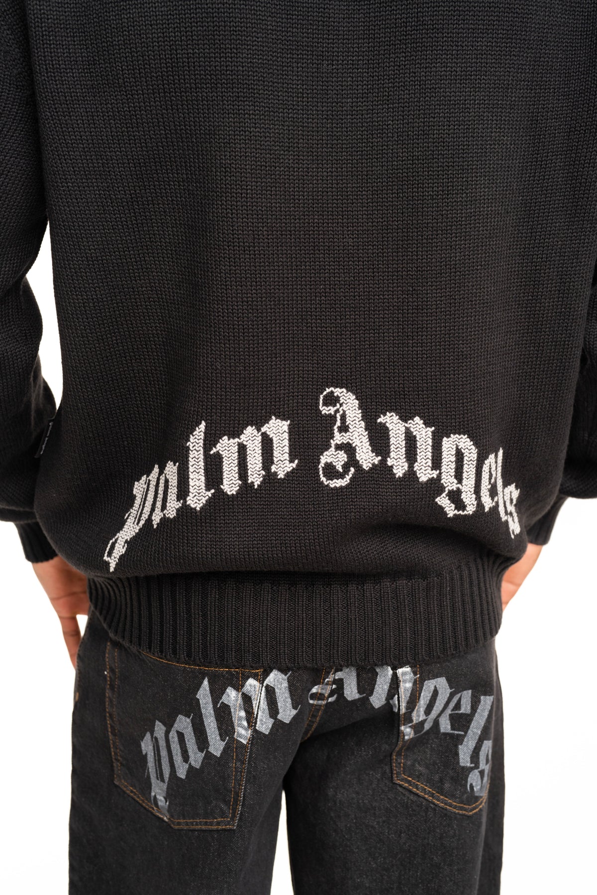 Palm Angels Men's Back Curved Logo Sweater | PMHE08BS26KNI002-1003