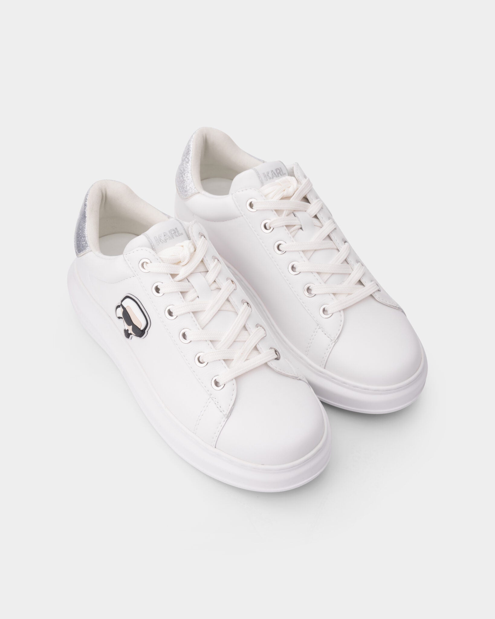 (Core) Karl Lagerfeld Ladies Kapri NFT Lo Lace White Lthr w/Silver KL62530N 01S
